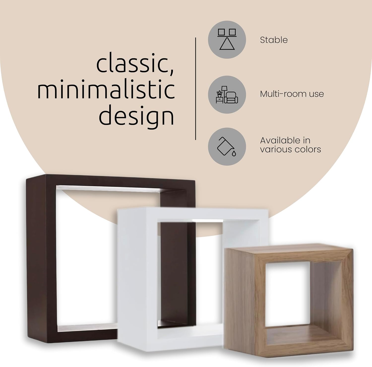 Kiera Grace Cubbi Floating Shelves Set of 3 White 5 7 9 Inch