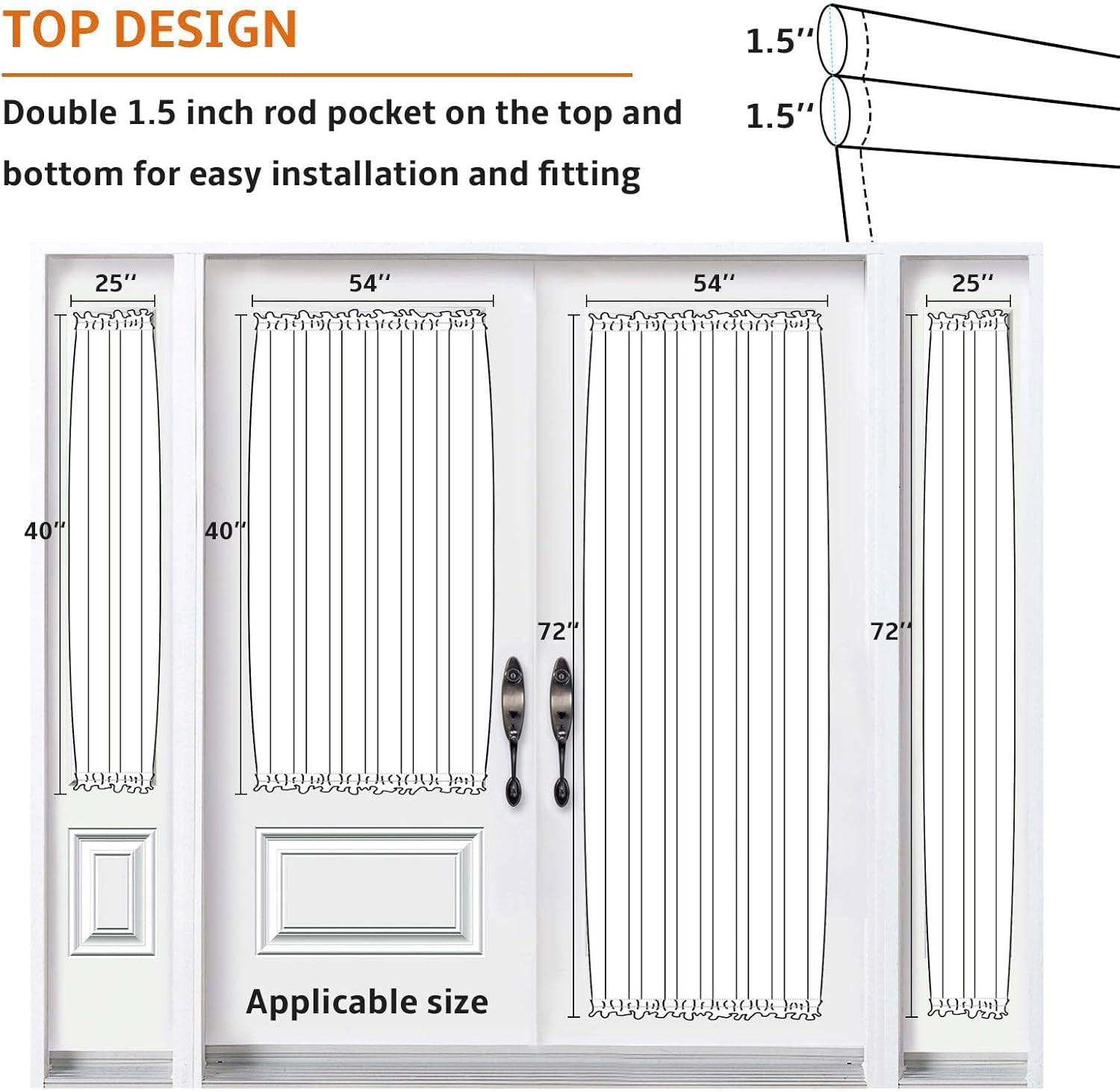 Elegant Door Curtains with Tiebacks and Rod Pockets 1