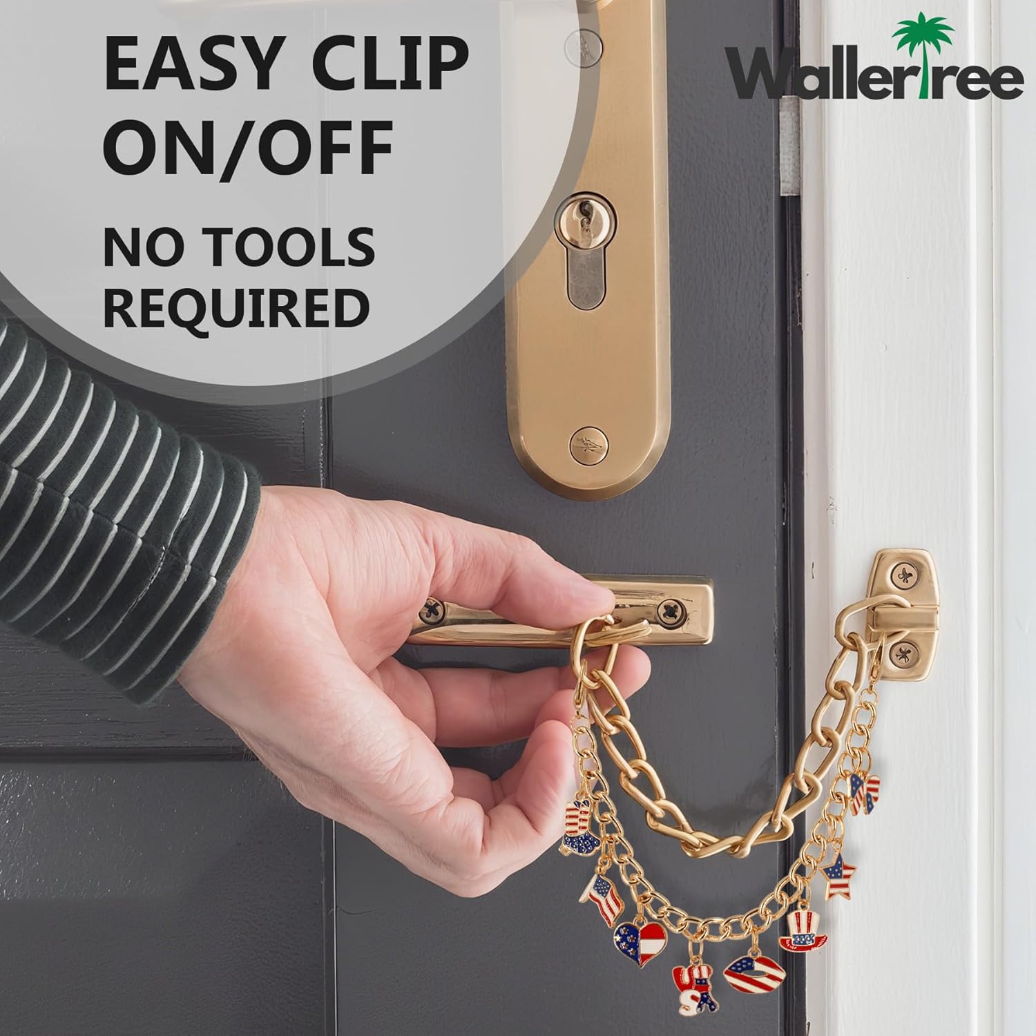 4th of July Door Chain Lock Charms - Gold Plated Decor