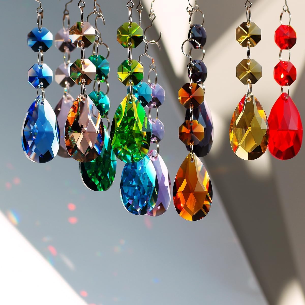 12pcs Teardrop Crystal Chandelier Prisms Suncatcher Beads Replacement