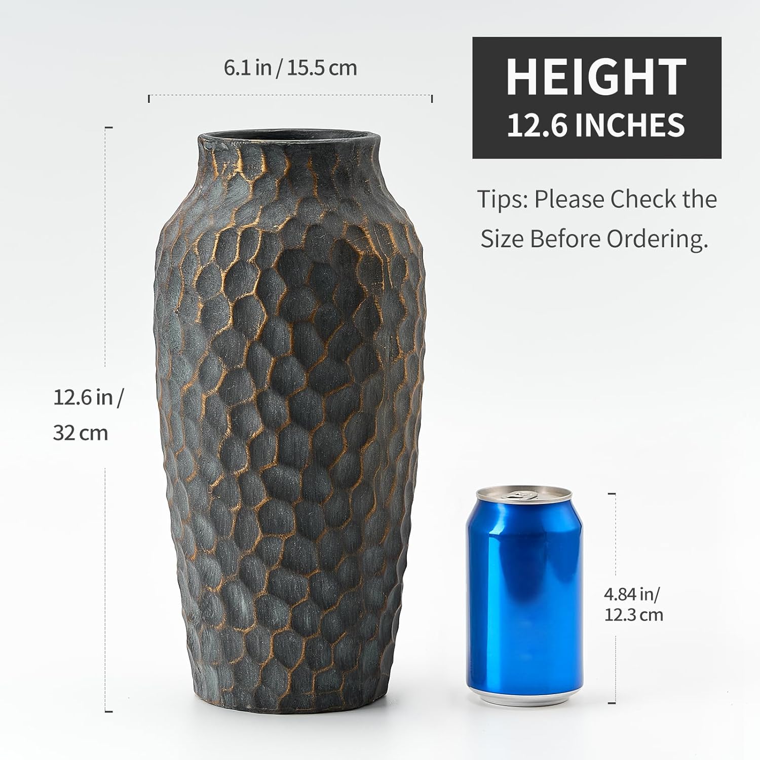 125 Inch Ceramic Rustic Antique Vase with Bronze Finish