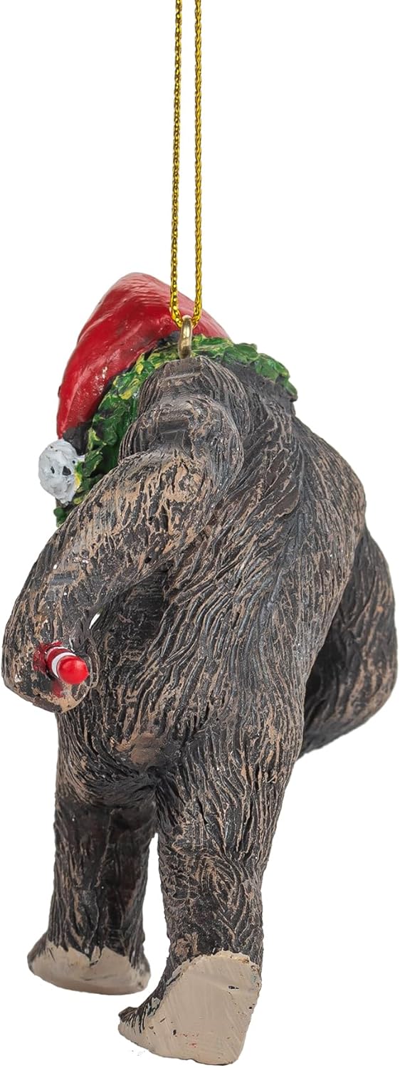 Bigfoot Wearing Santa Hat Ugly Christmas Tree Ornament
