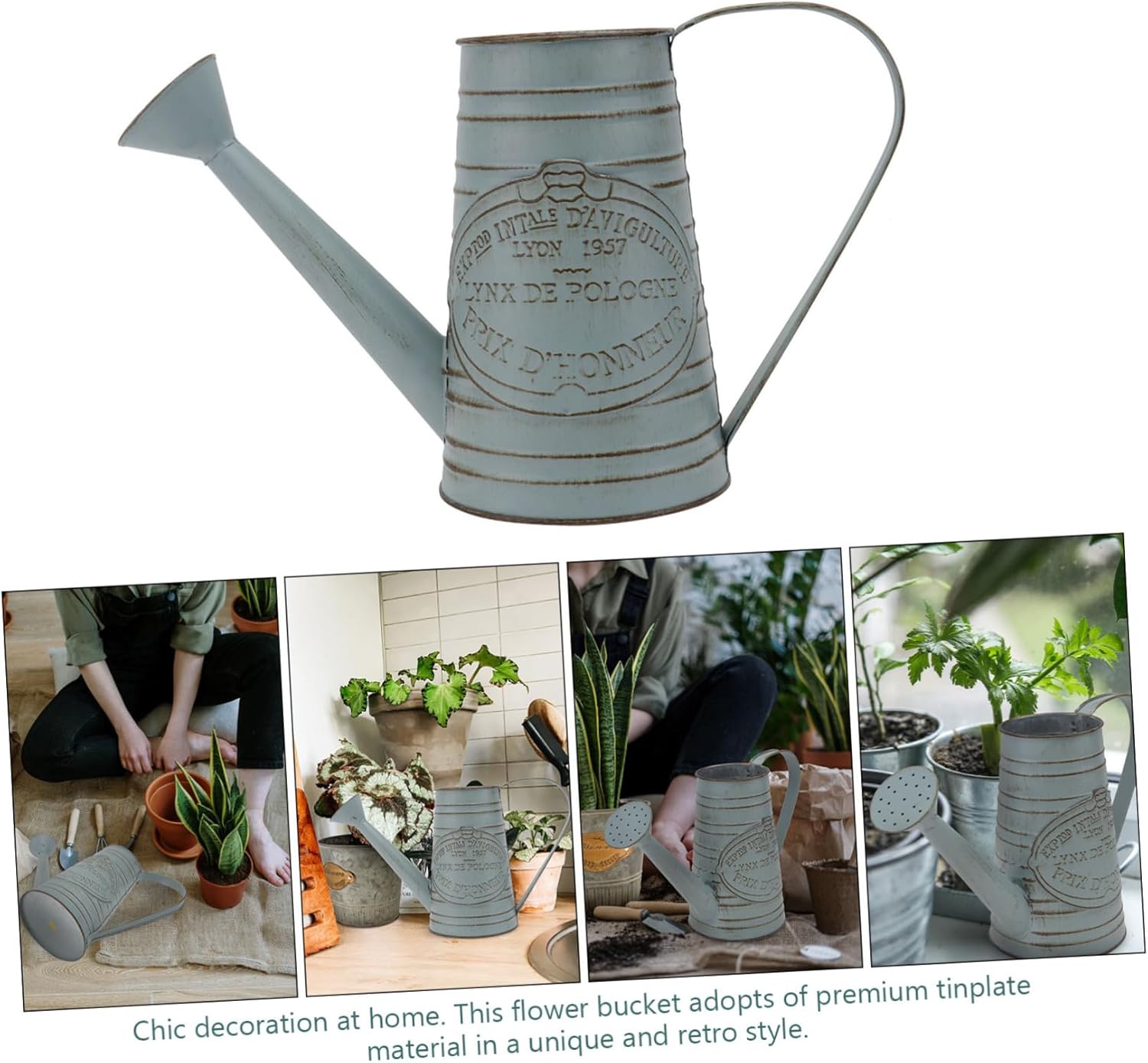 STOBAZA 1pc Antique Iron Flower Bucket Vintage Decor Vase