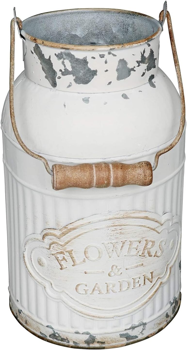 Vancore Shabby Chic Metal Milk Jug Planter Vase