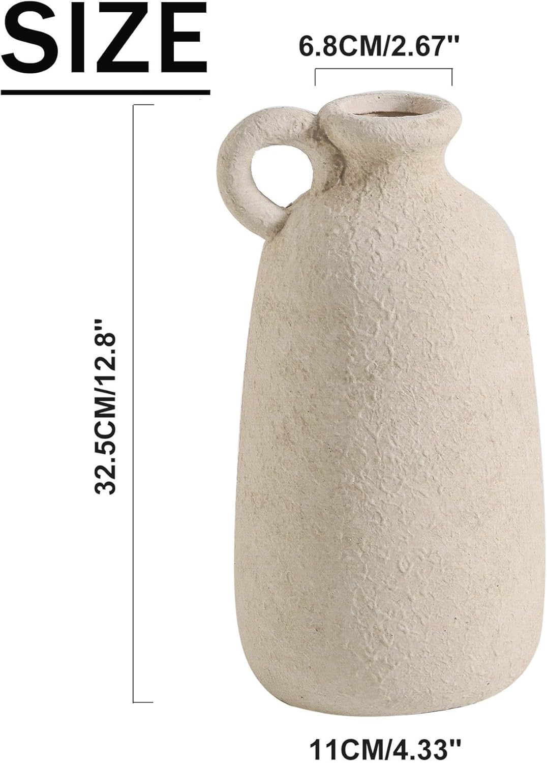 Ceramic Rustic Vase 128 Inch Home Decor Pottery
