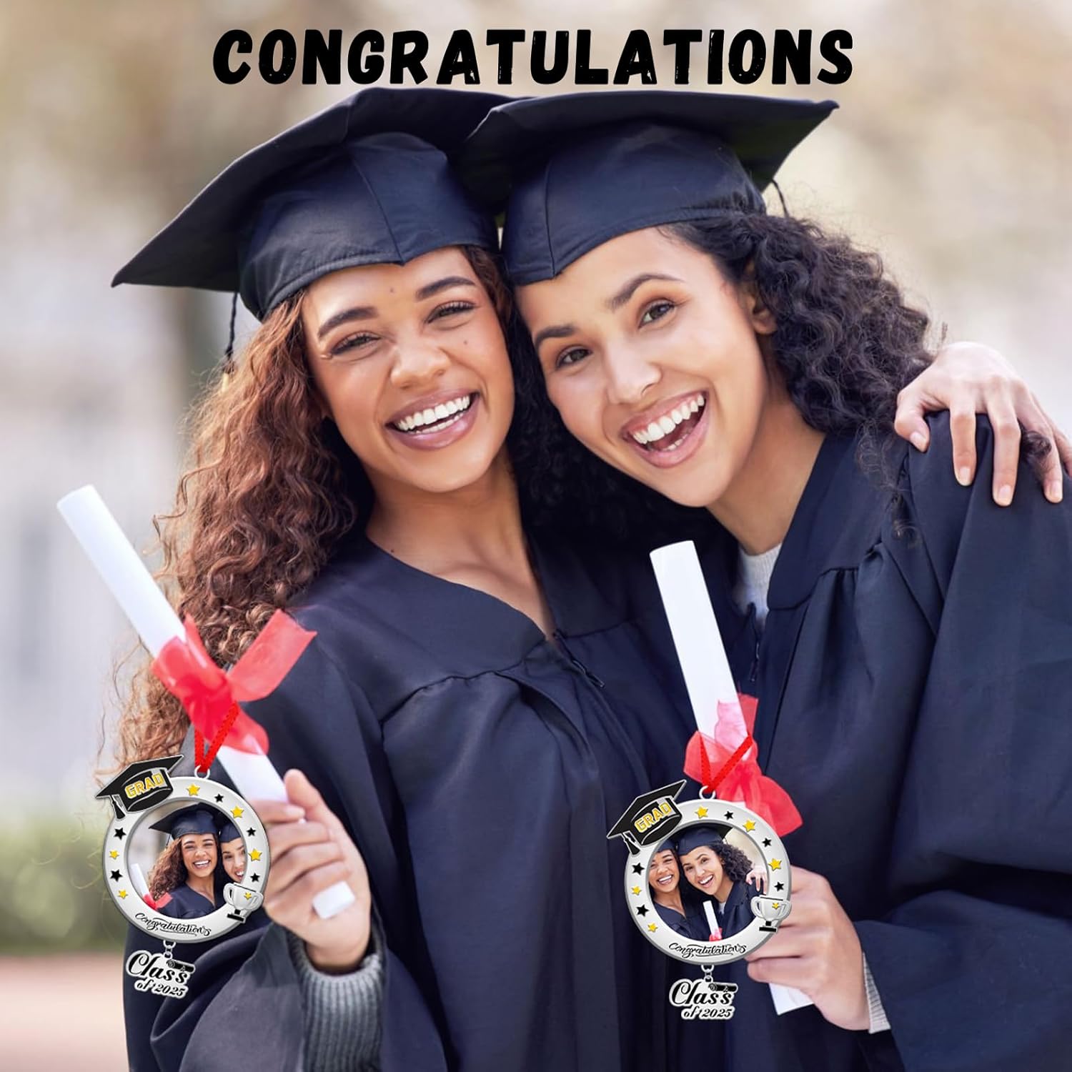2025 Graduation Ornament Metal Cap Photo Pendant