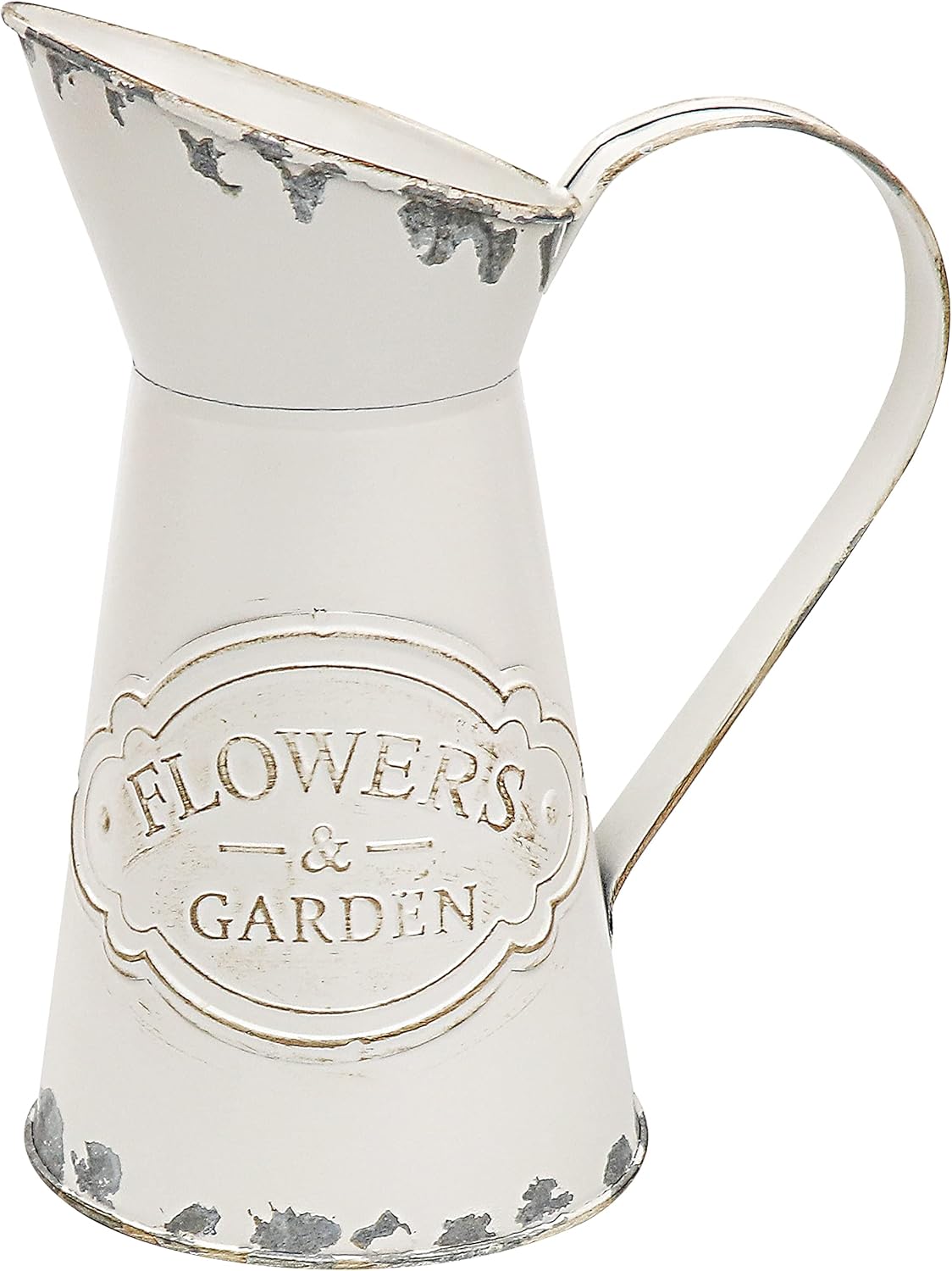Rustic White Metal Shabby Chic Vase for Flowers
