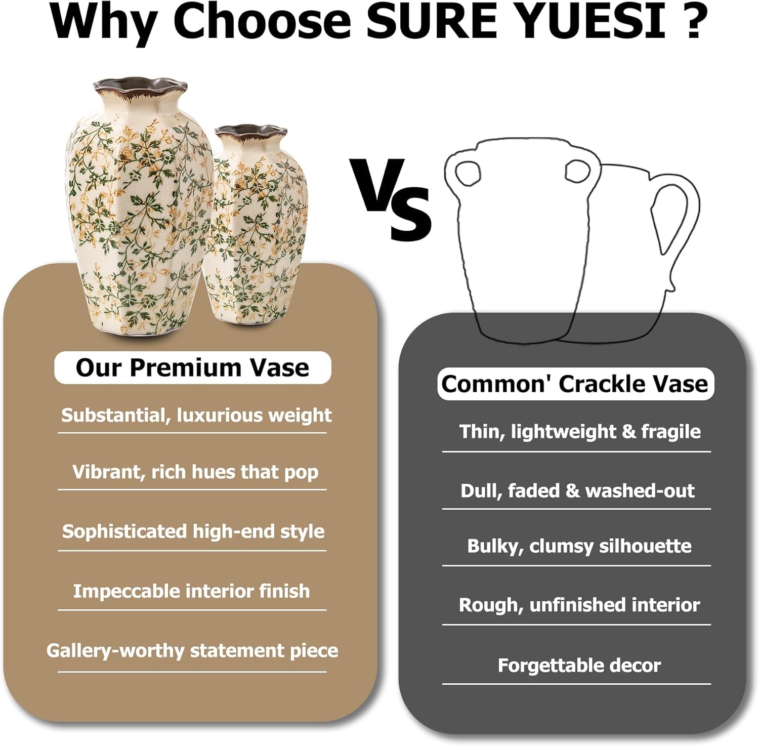 Vintage Pastoral Octagonal Ceramic Vase 67 Inch