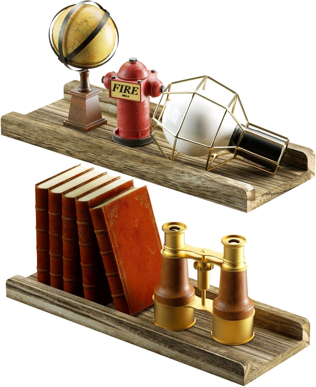 Love-KANKEI Floating Shelves Set of 2 Rustic Wood