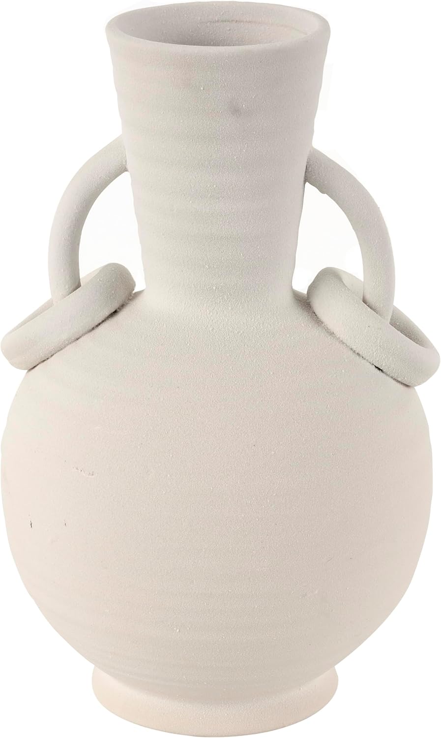 Deco 79 Cream Ceramic Vase with Ring Handles