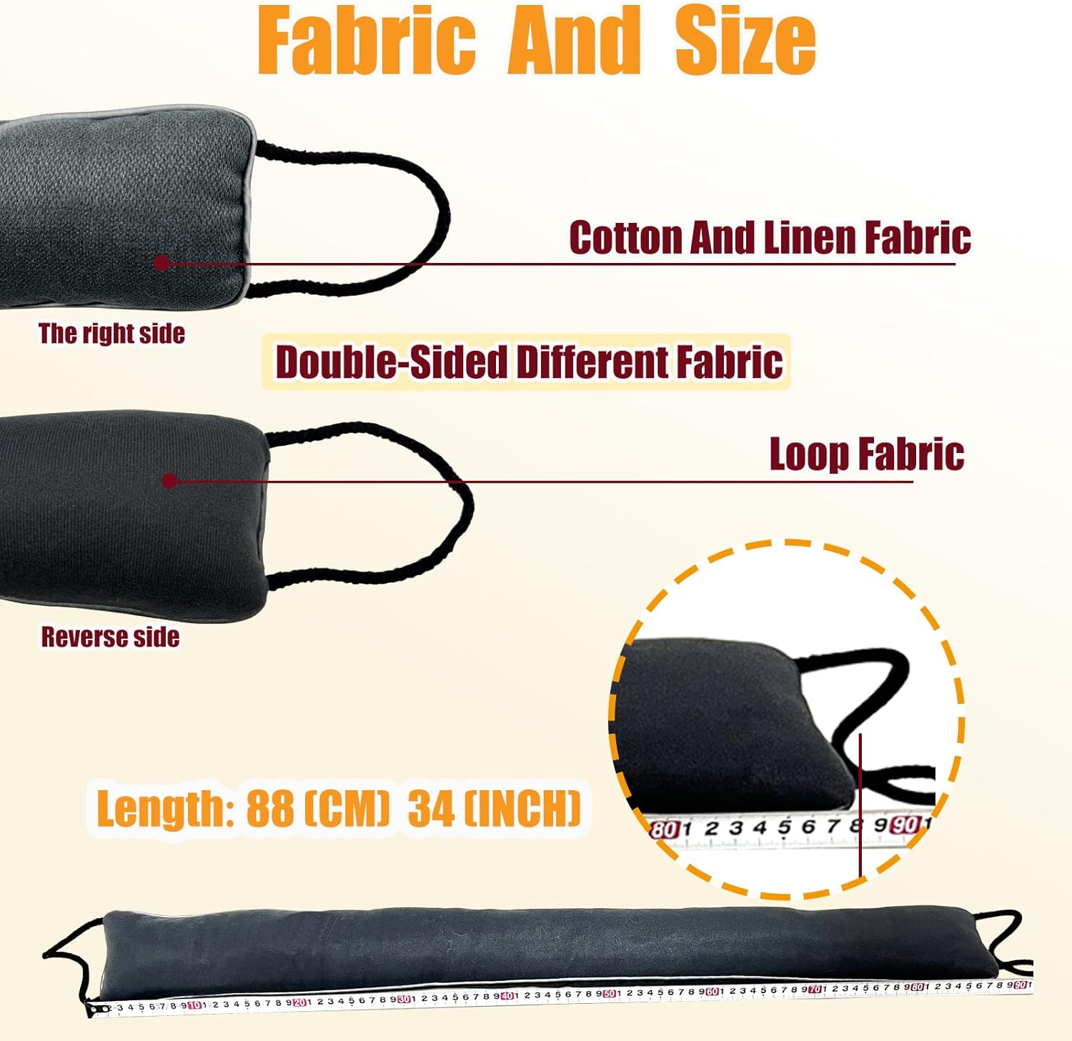 Door Draft Stopper with Weighted Design 34 Inch Heavy Duty Gray