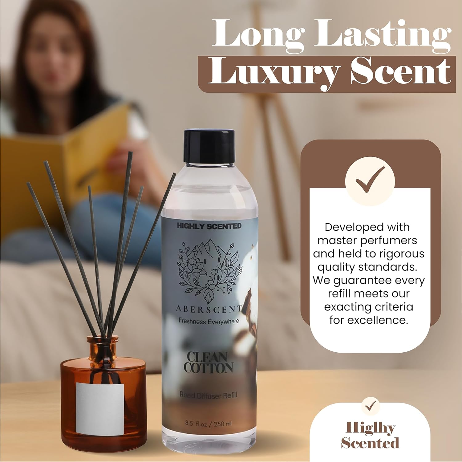 Clean Cotton Aberscent Premium Reed Diffuser Oil Refill 85 Fl Oz