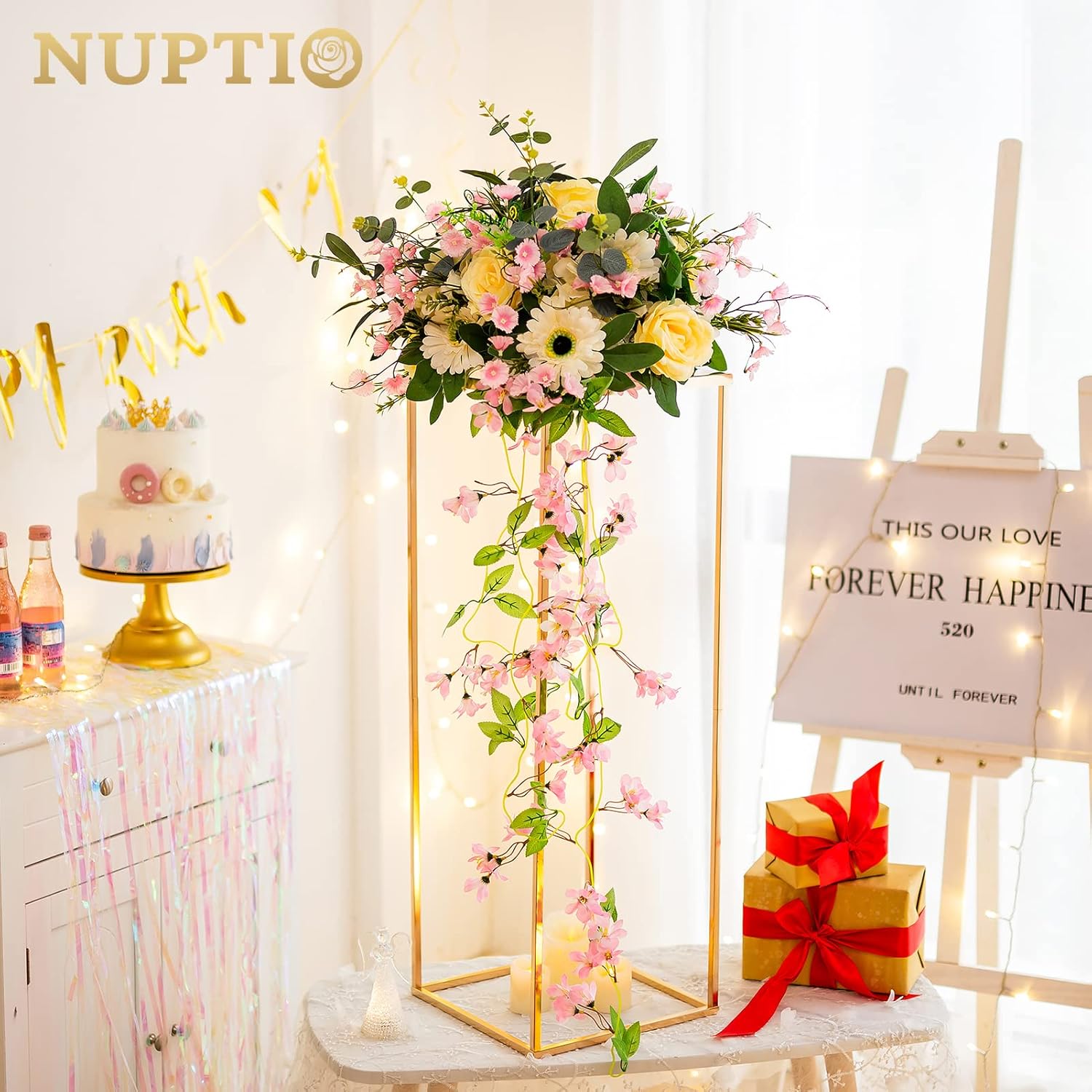 Nuptio Gold Vases Centerpieces 2 Pcs 315 Inch Tall Metal Flower Stand