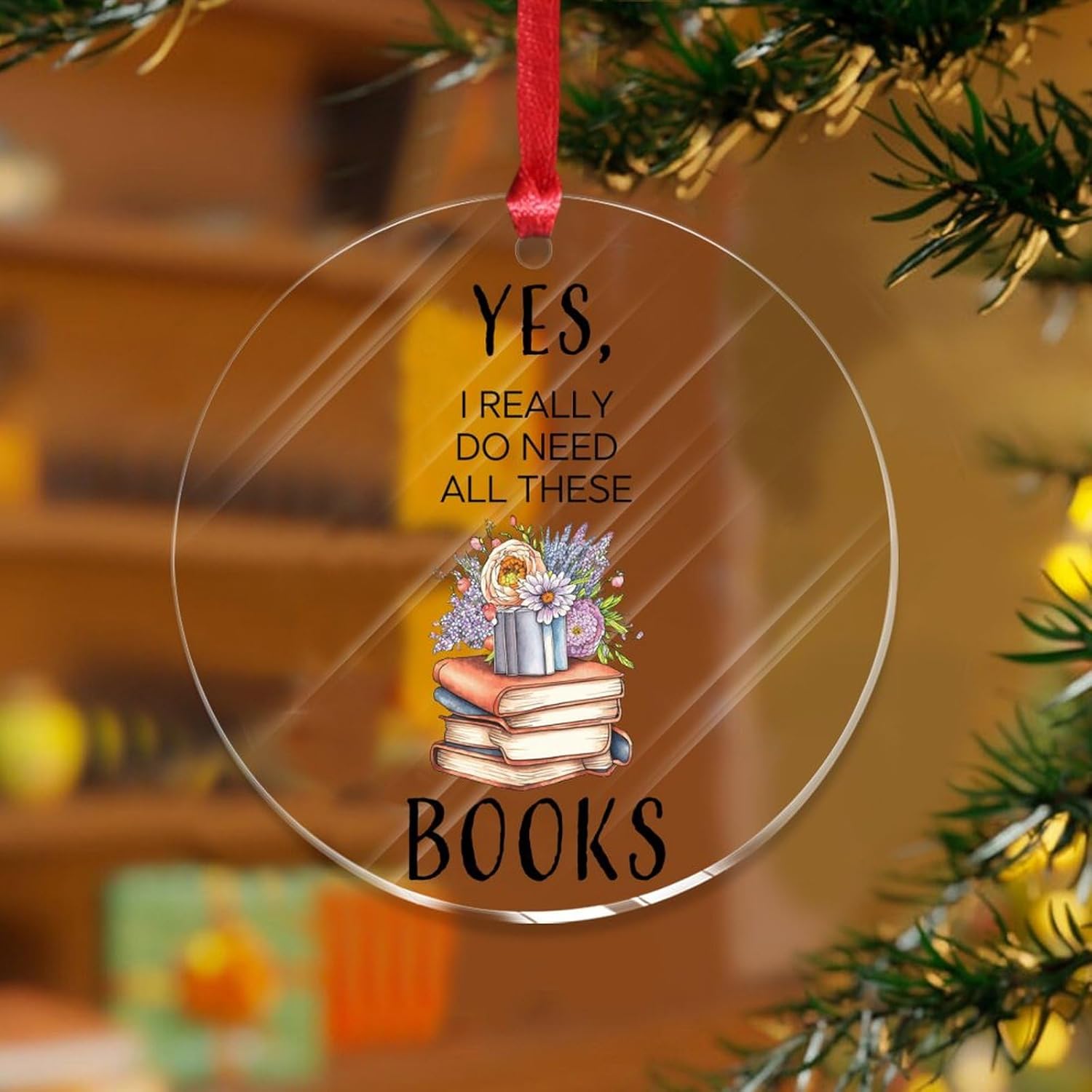 3 Inch Acrylic Christmas Ornaments 2024 Bookish Decorative Hanging Baubles
