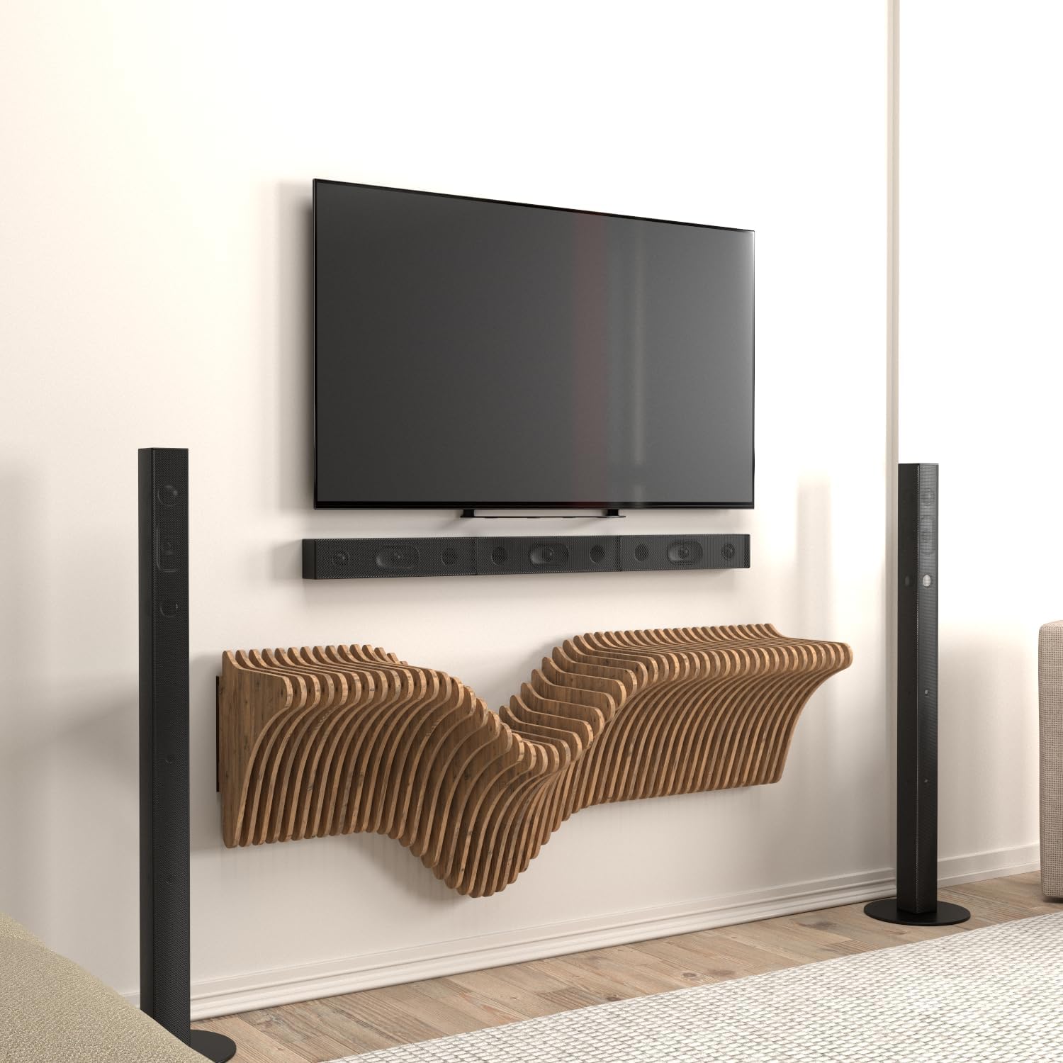 Batamex 40 Inch Wavy Floating Shelf Modern Design