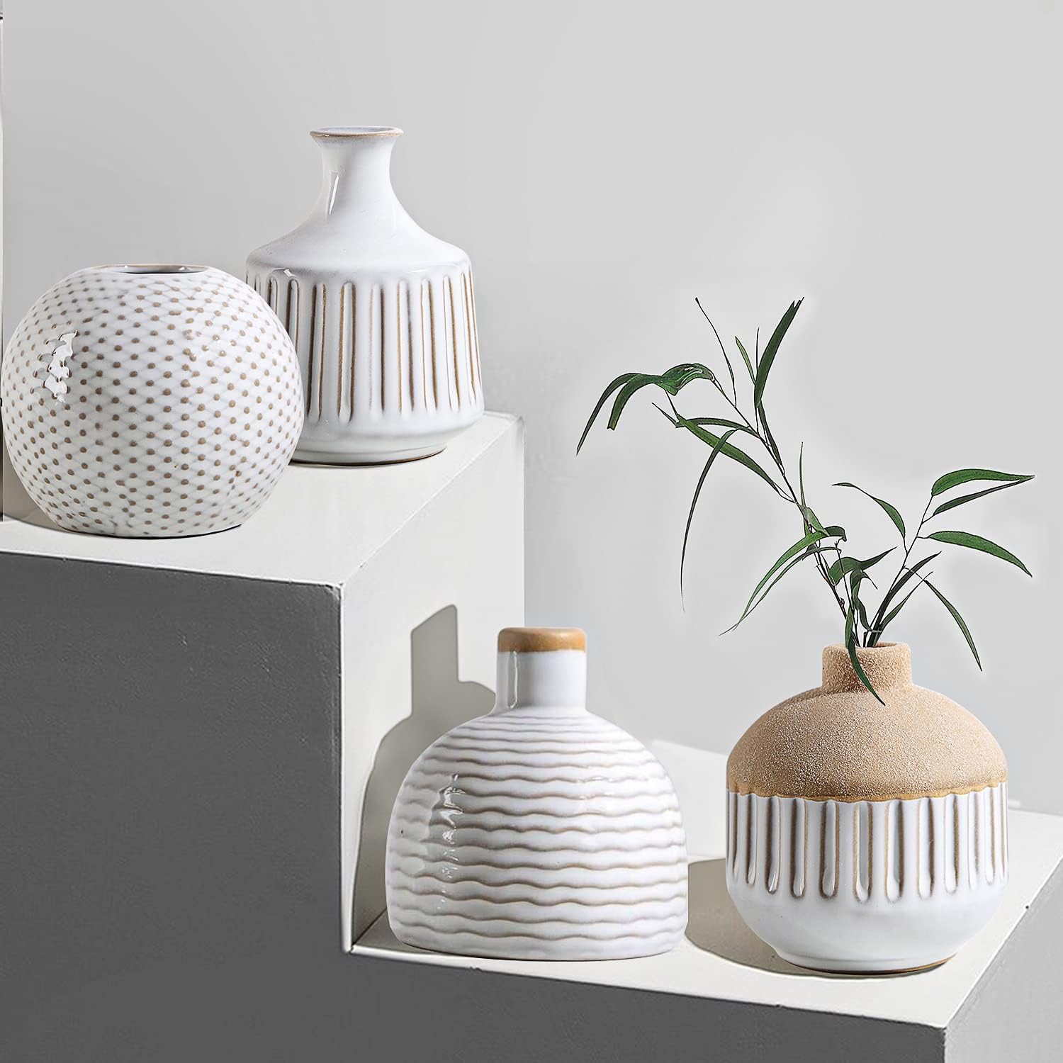 Lizofer Boho Minimalist Ceramic Vase Set of 4