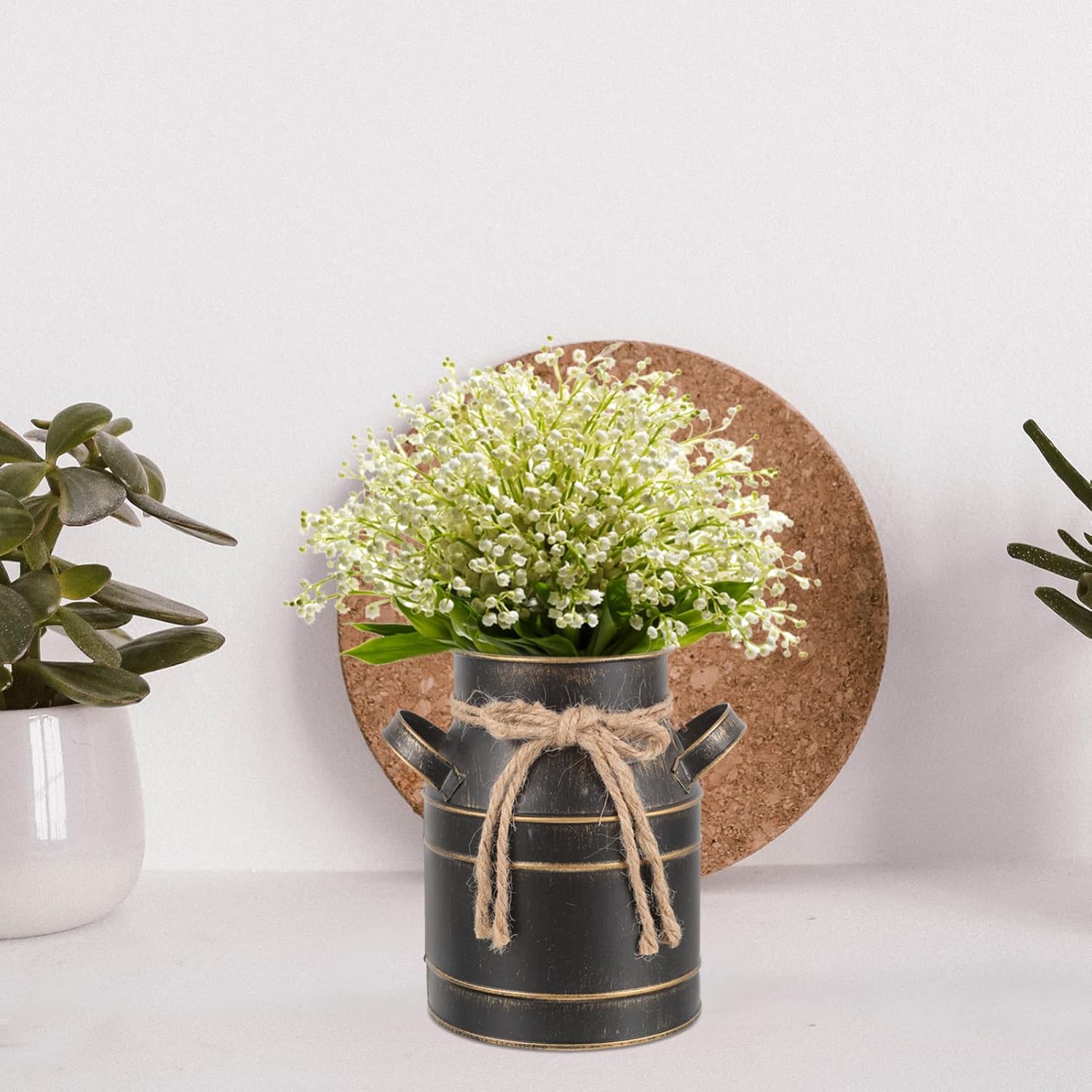 Rustic Galvanized Milk Jug Vase for Home Decor
