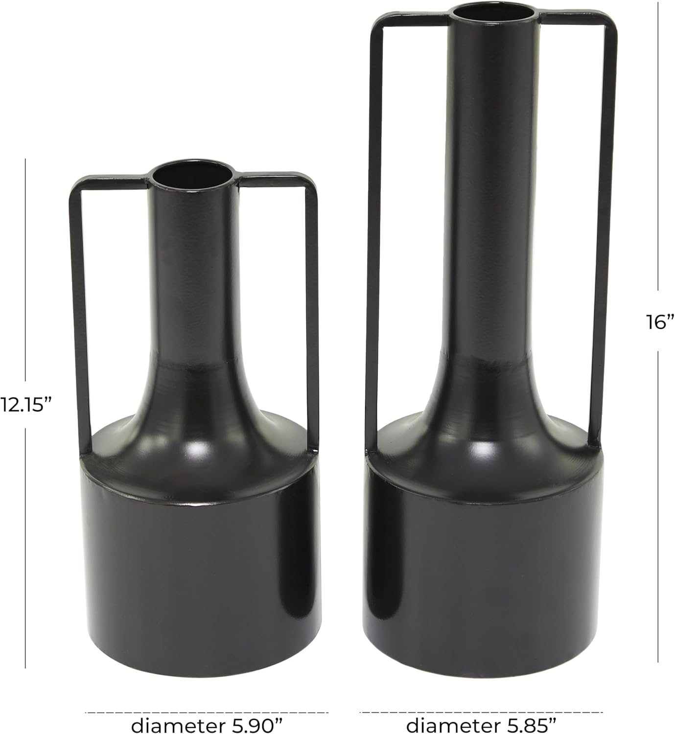 Deco 79 Metal Decorative Vase Set of 2 Black 16 Inch