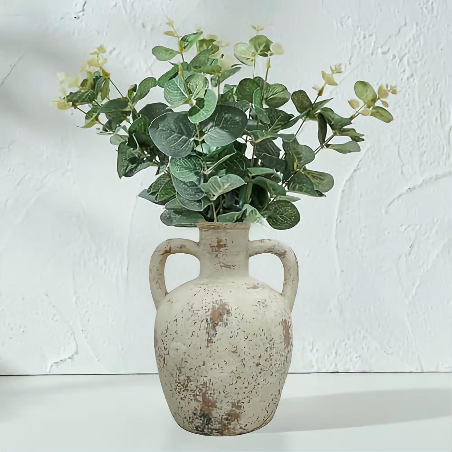 Rustic Ceramic Vase Large Neutral Clay Pot for Home Decor
