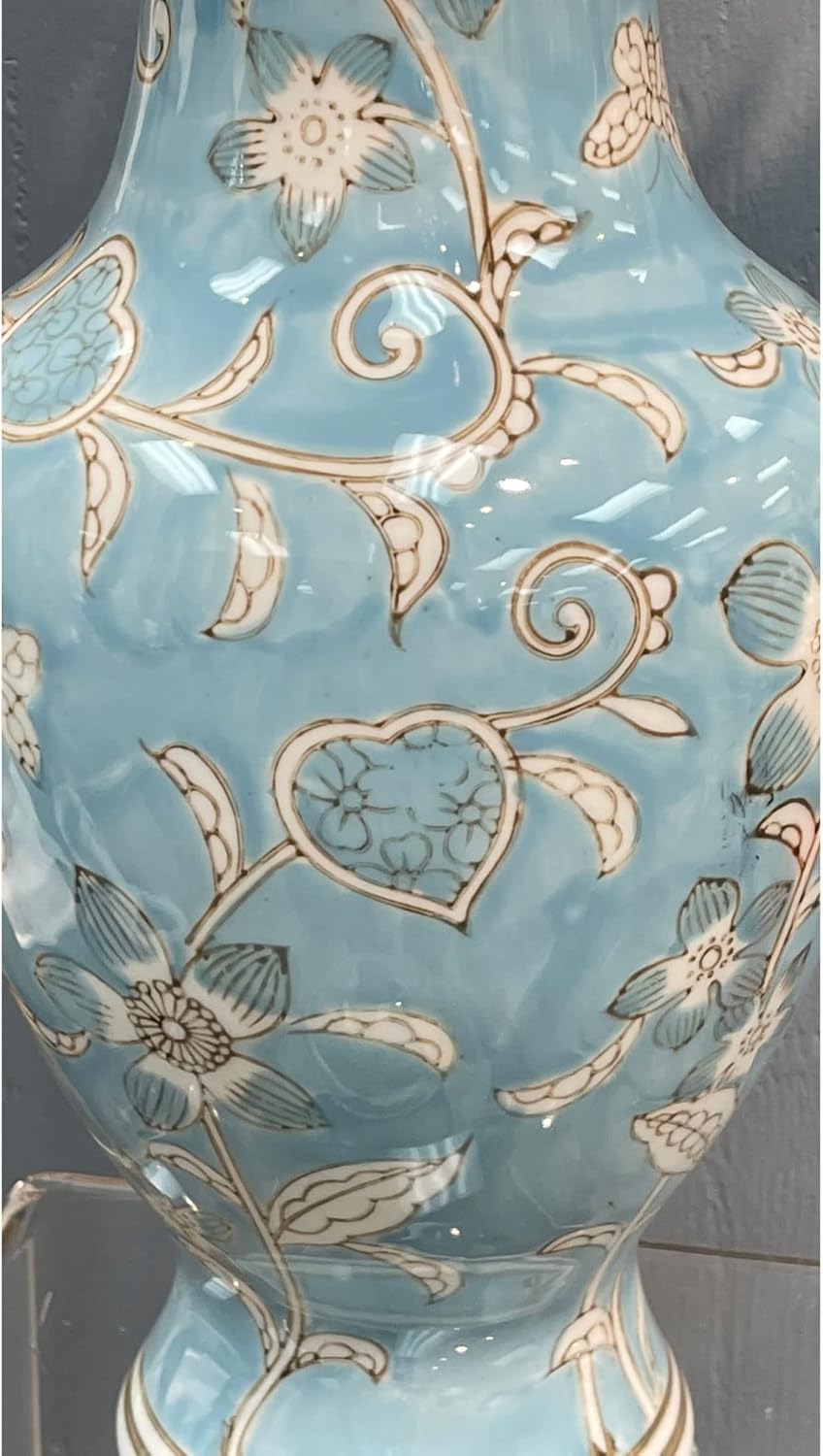 Galt International Chinoiserie Vase 14 Light Blue and White