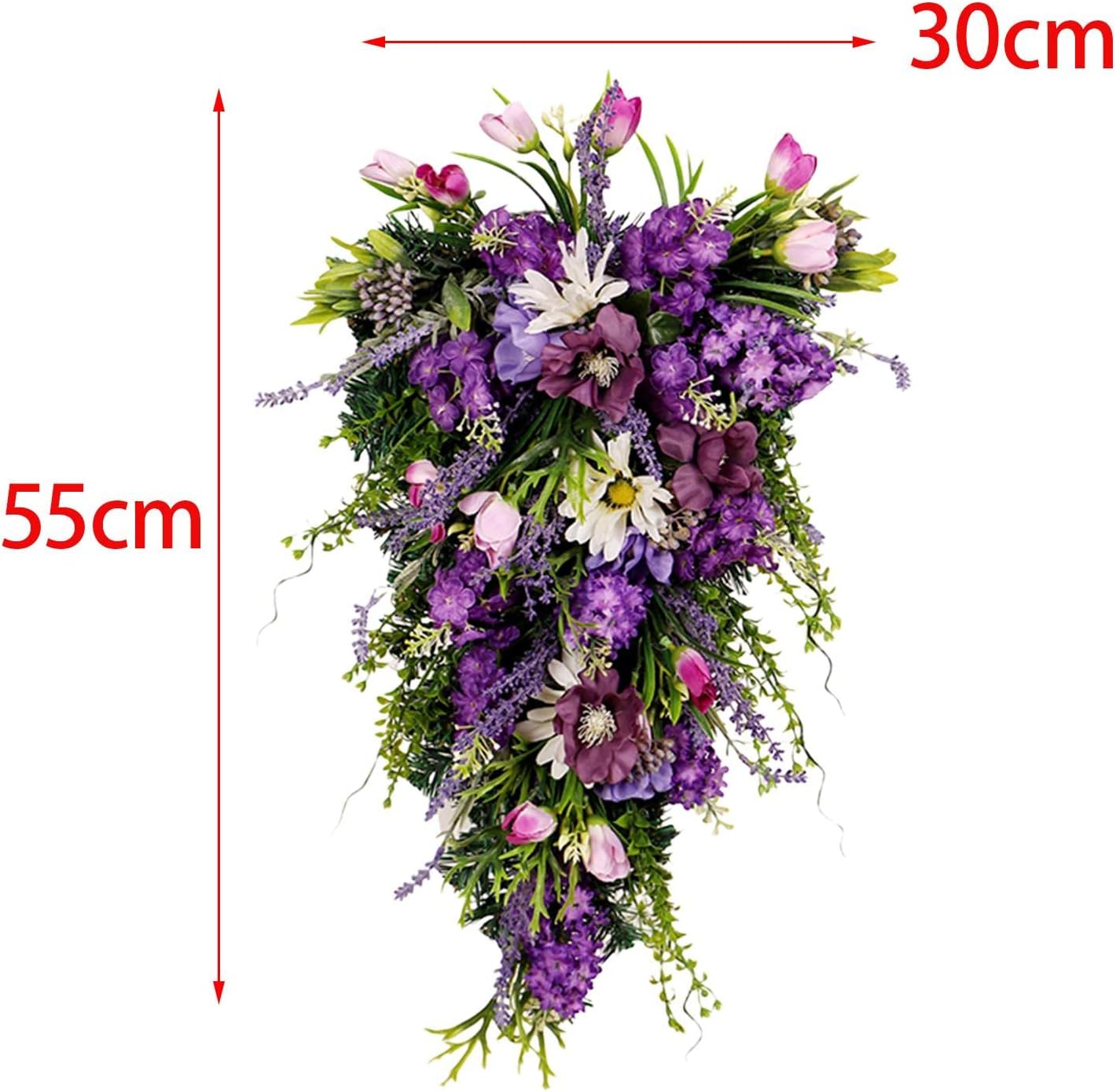 2165 Inch Spring Floral Teardrop Wreath for Front Door and Window