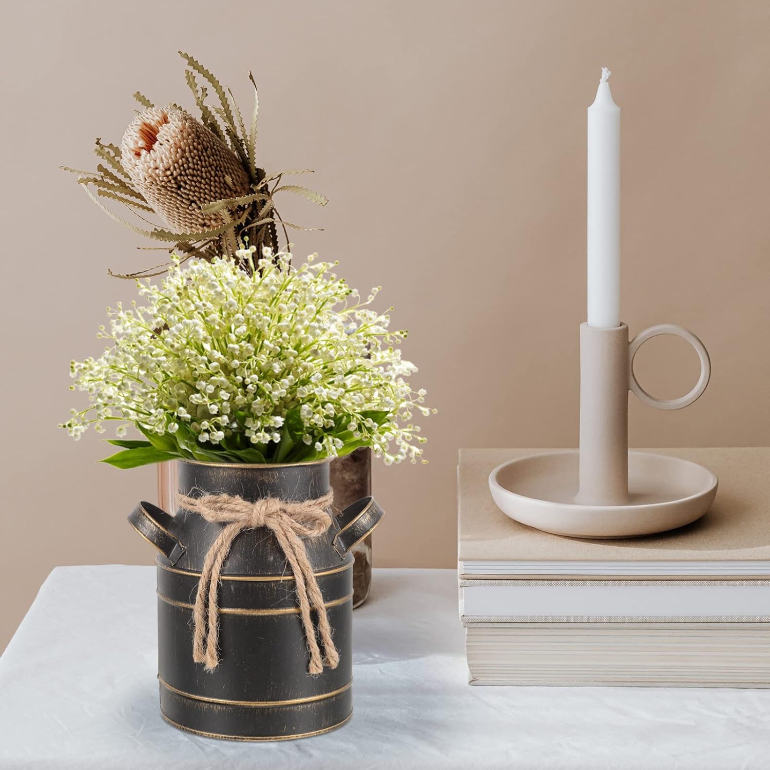 Retro Iron Bucket Vase - Black 629 X 59 X 433 Inch