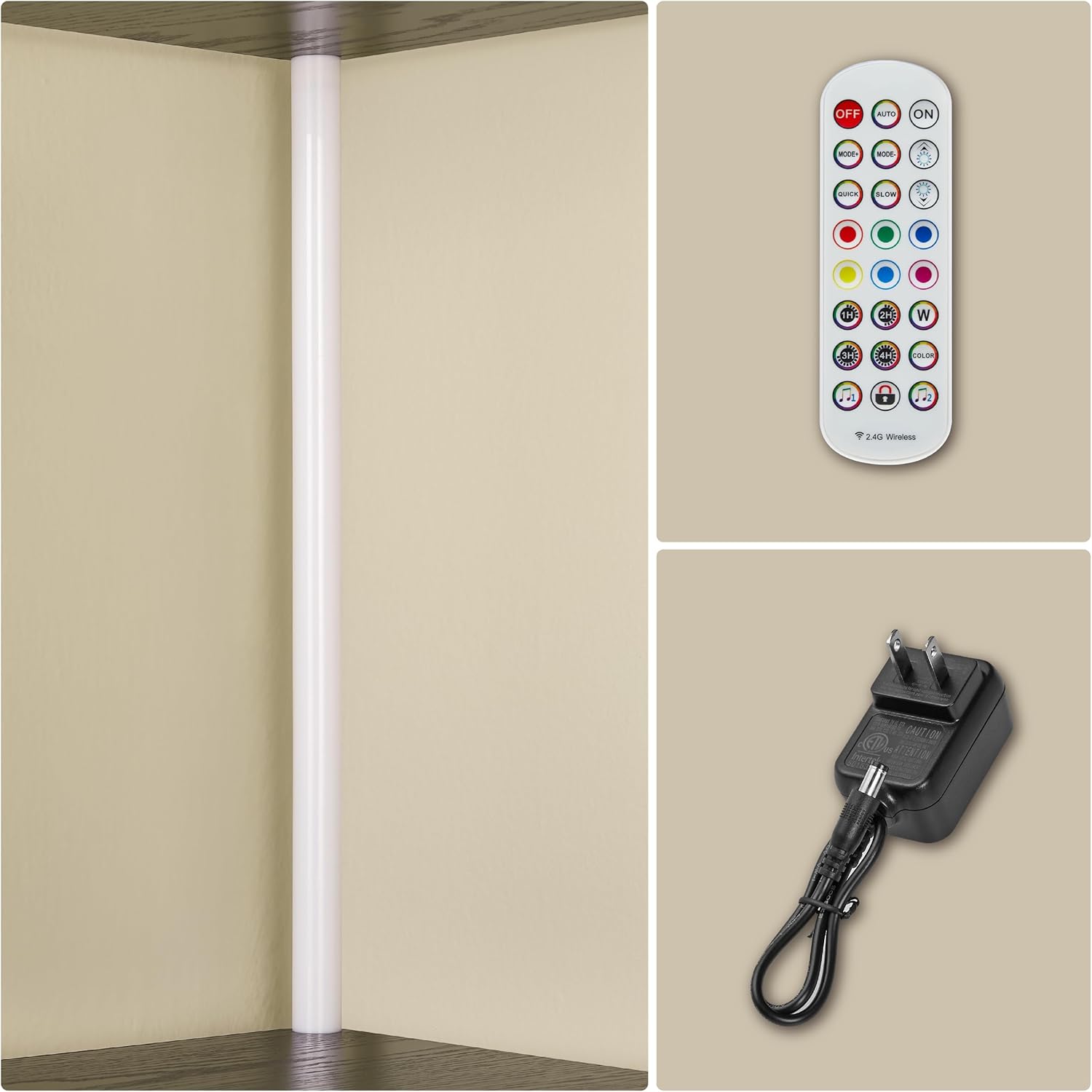 Woodronic 5-Tiered Corner Shelf with LED Light