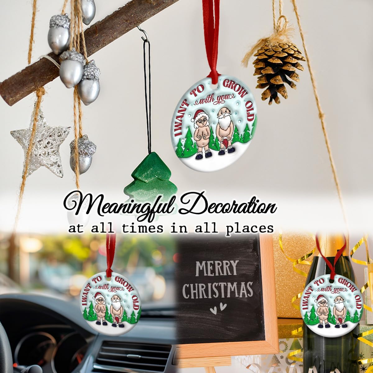 Funny Ceramic Ornament for Couples - Grow Old with You Christmas Decor