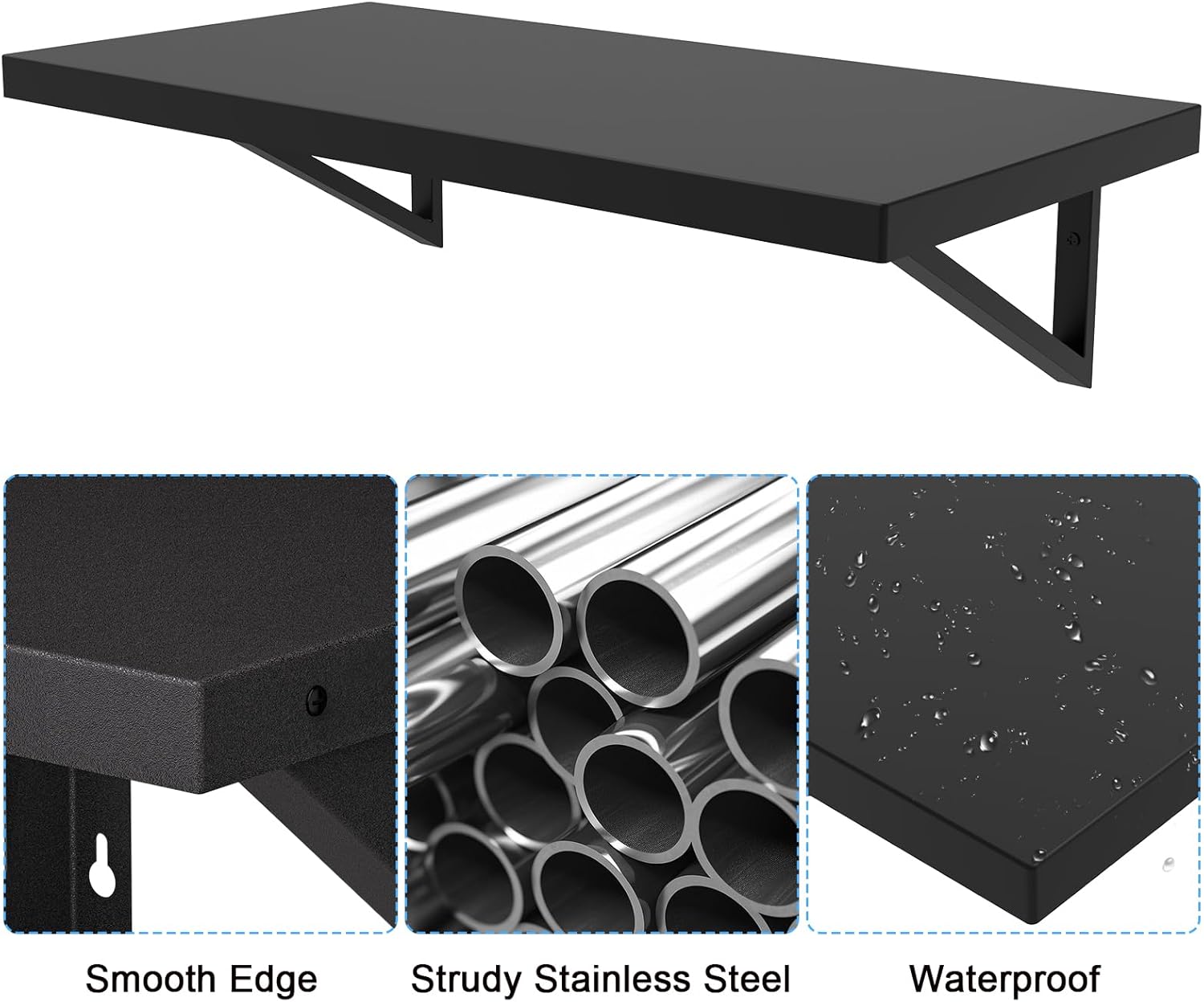 Stainless Steel Shelf 12x24 Inches 250 lb Wall Mounted Floating Shelving