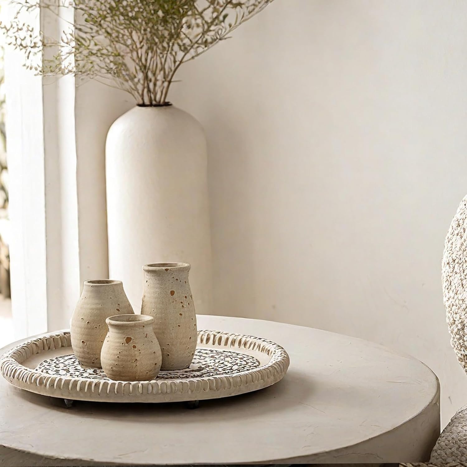 Ceramic Rustic Bud Vase Set Small Boho Decor for Living Room and Farmhouse Style