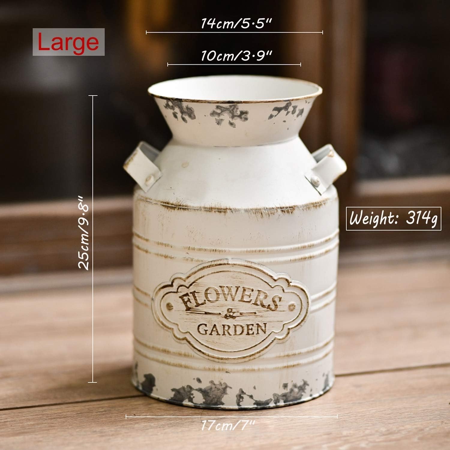 Rustic Metal Flower Vase - 98 Inch Shabby Chic Design