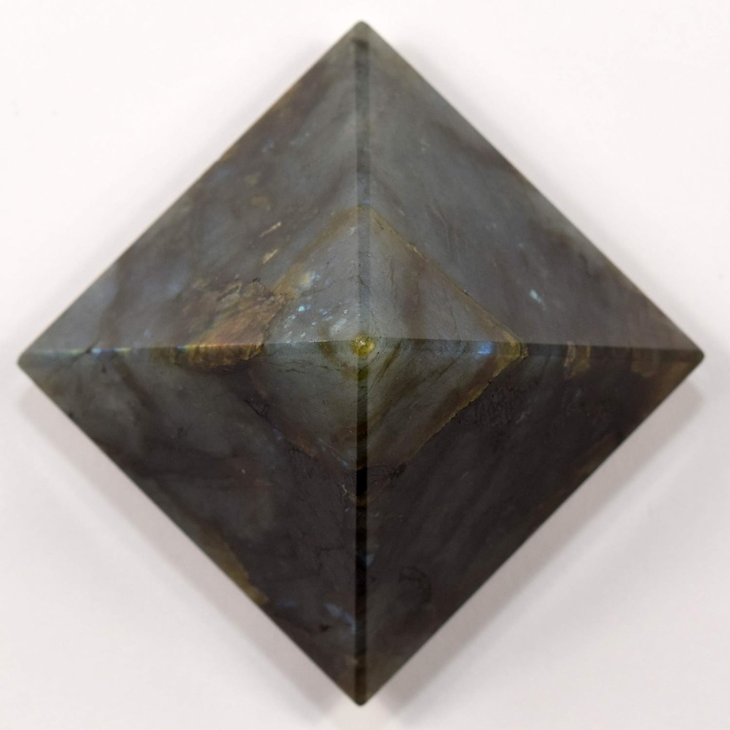 HC Set 57mm Rainbow Flash Labradorite Pyramid Clear Quartz Cabochon