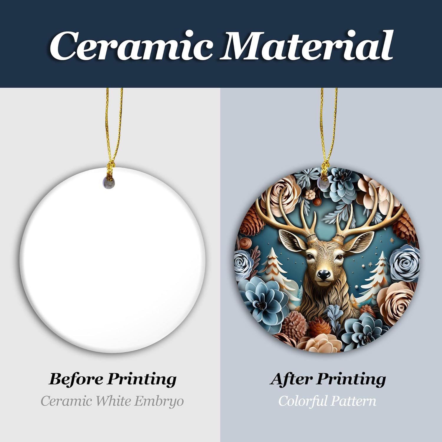 3D Effect Christmas Deer Ornament 2024 Modern Farmhouse Decor