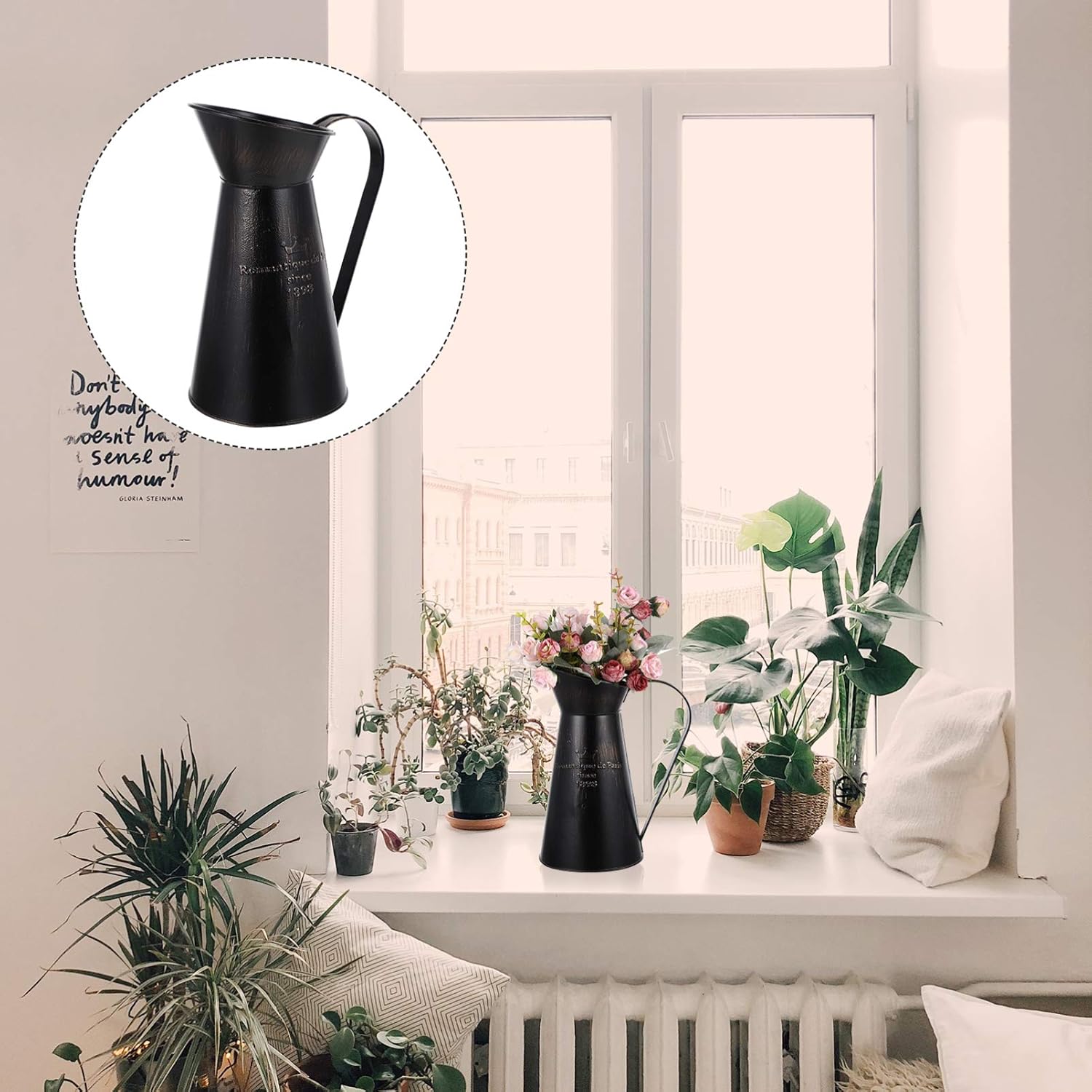 Black Metal Vase Rustic Farmhouse Decor