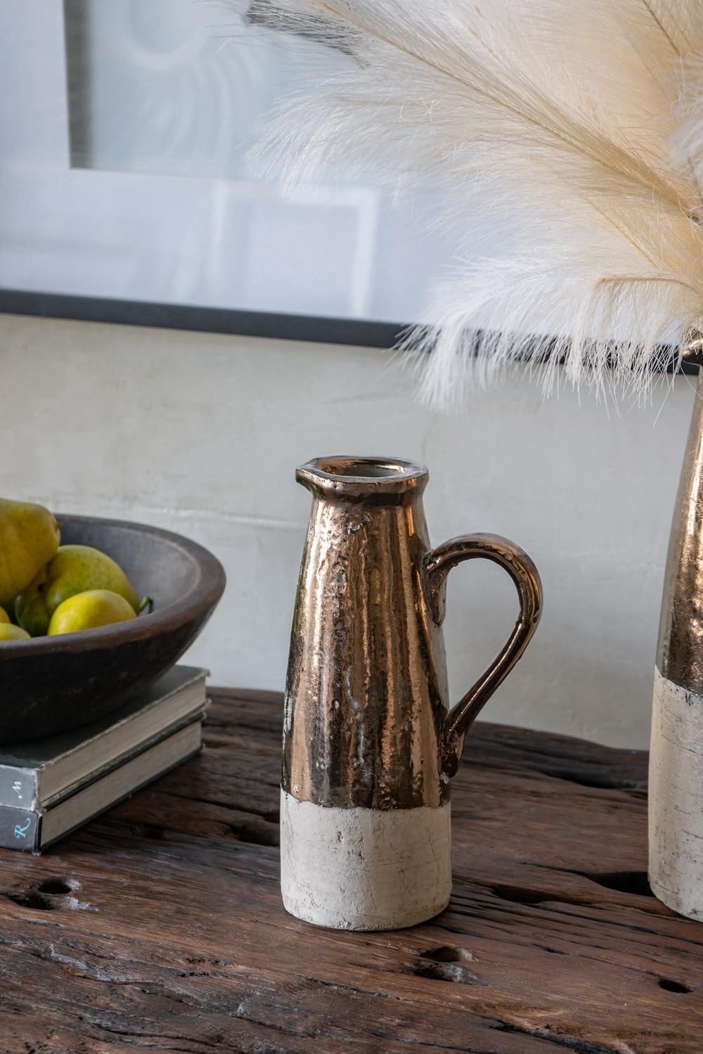 AB Home Tall Skinny Ceramic Pitcher Vase Sienna Brown 7x5x11in
