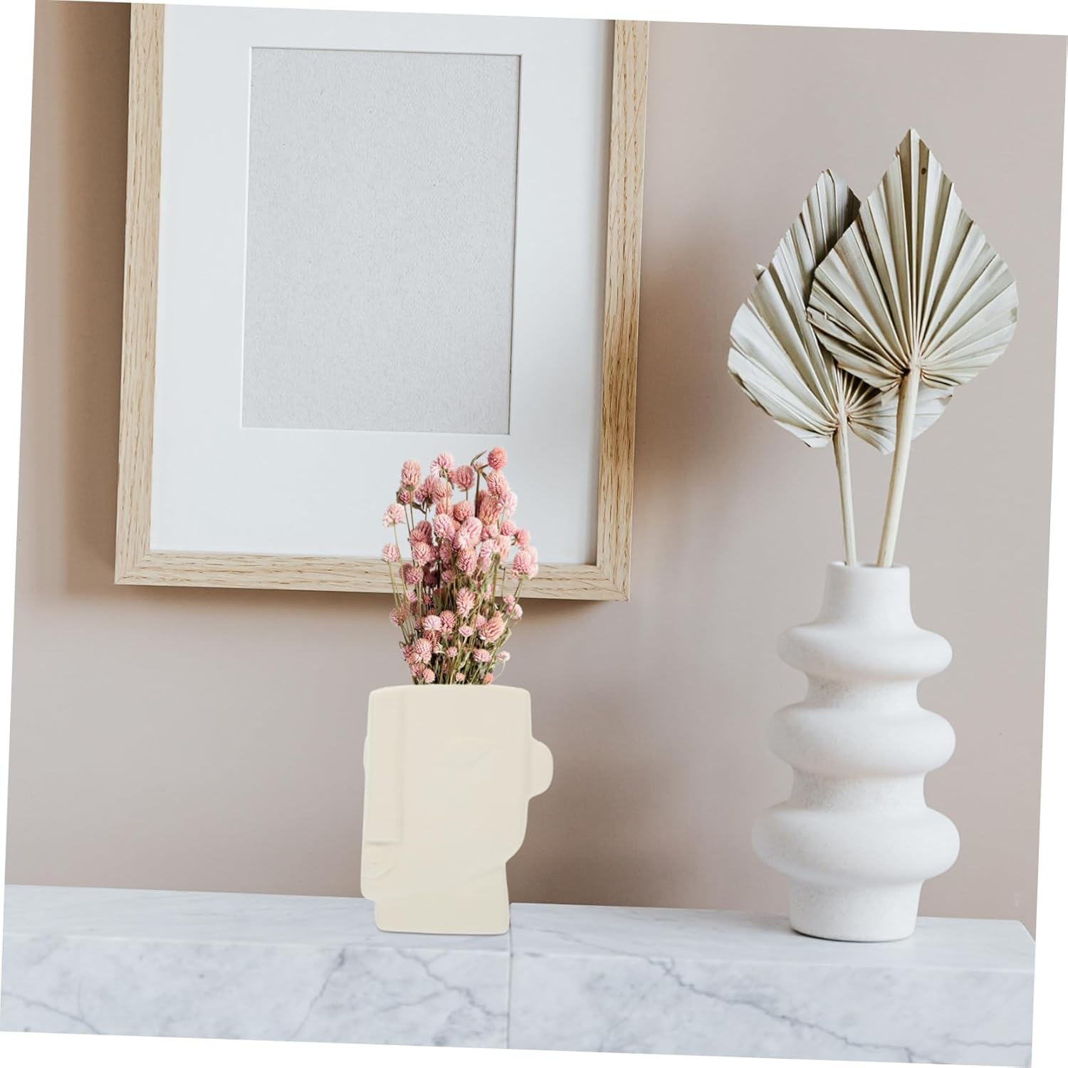 STOBAZA Abstract Human Face Ceramic Vase for Home Decor