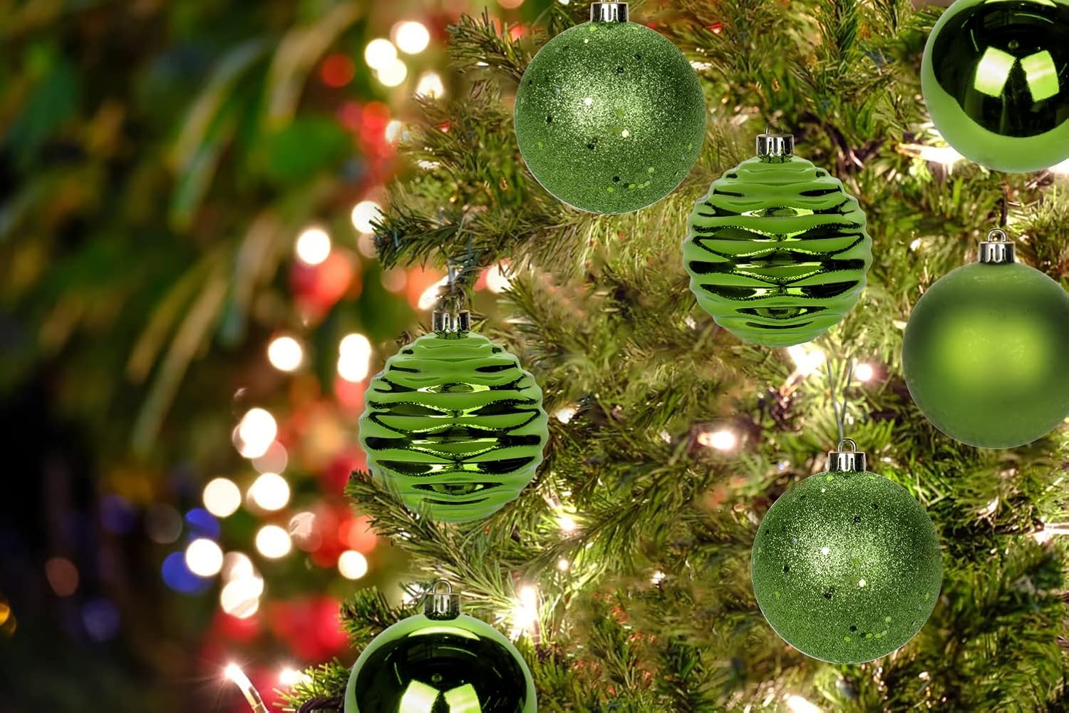 Hollyone 315 Inch Green Christmas Ball Ornaments 12Pcs Set
