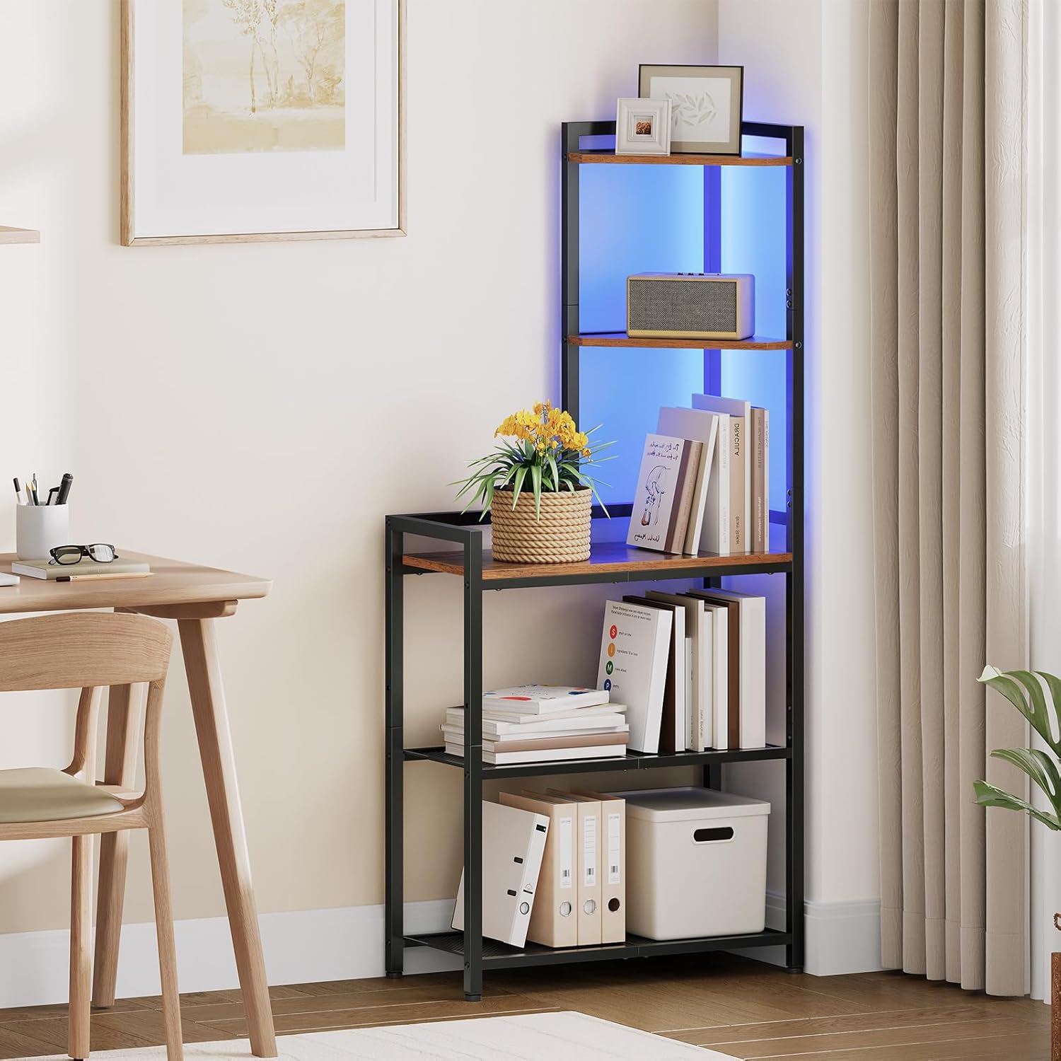 HOOBRO 5-Tier Corner Shelf with LED Light