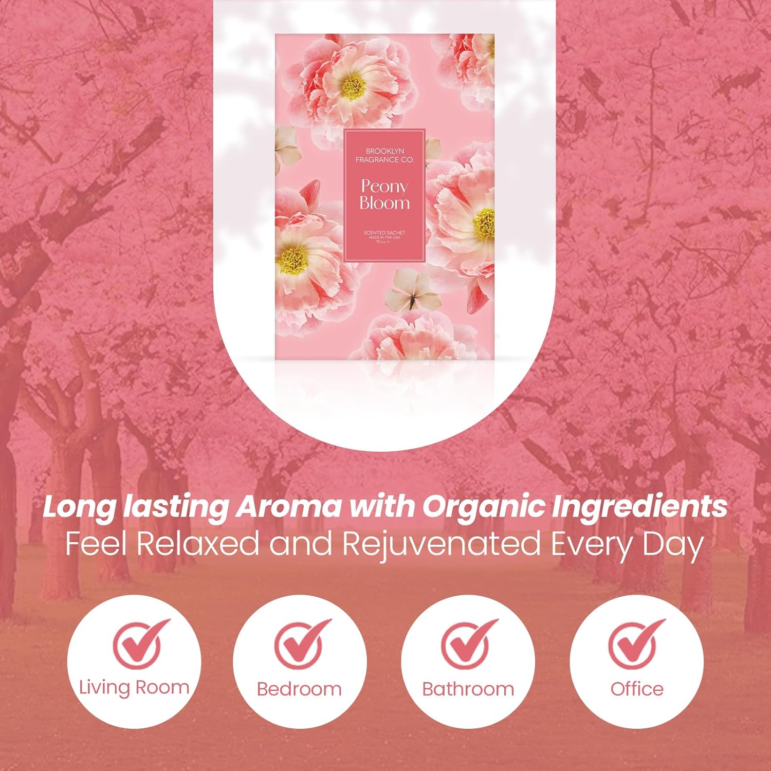 Brooklyn Fragrance Co Spring Florals Sachet Bags Peony Bloom Scented Pouches 6-Pack Long-Lasting Fresh Scent