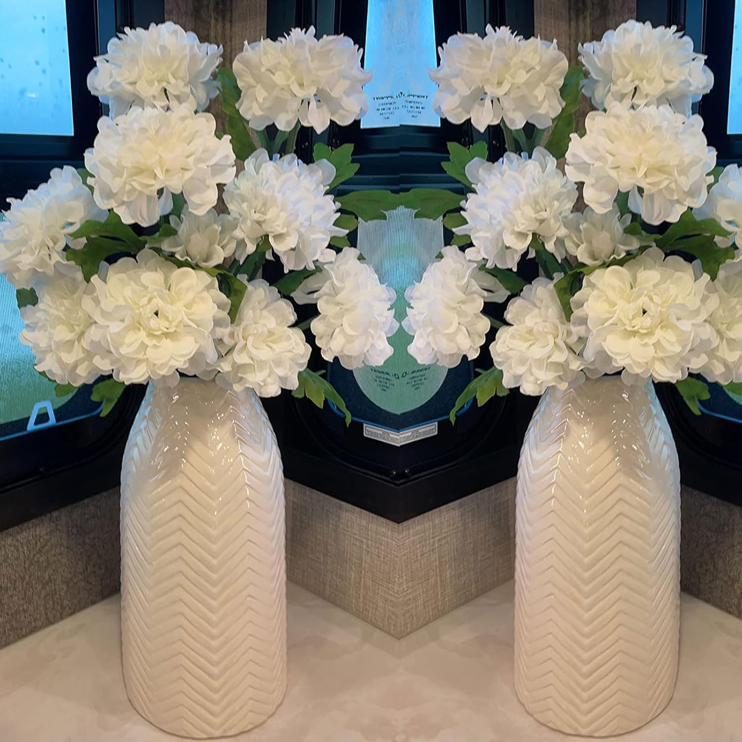 Hjn White Ceramic Vase for Flowers and Decor