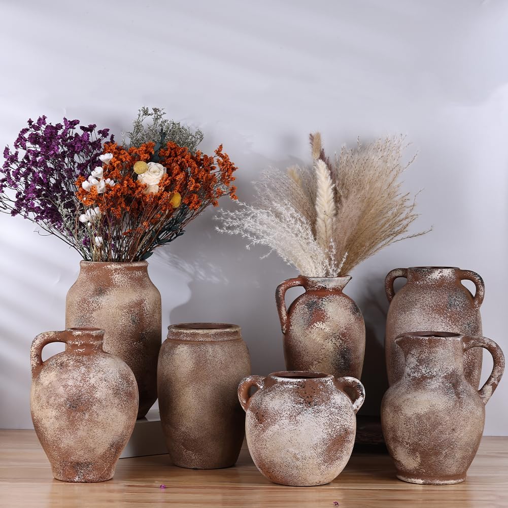 Rustic Ceramic Vase with 2 Handles