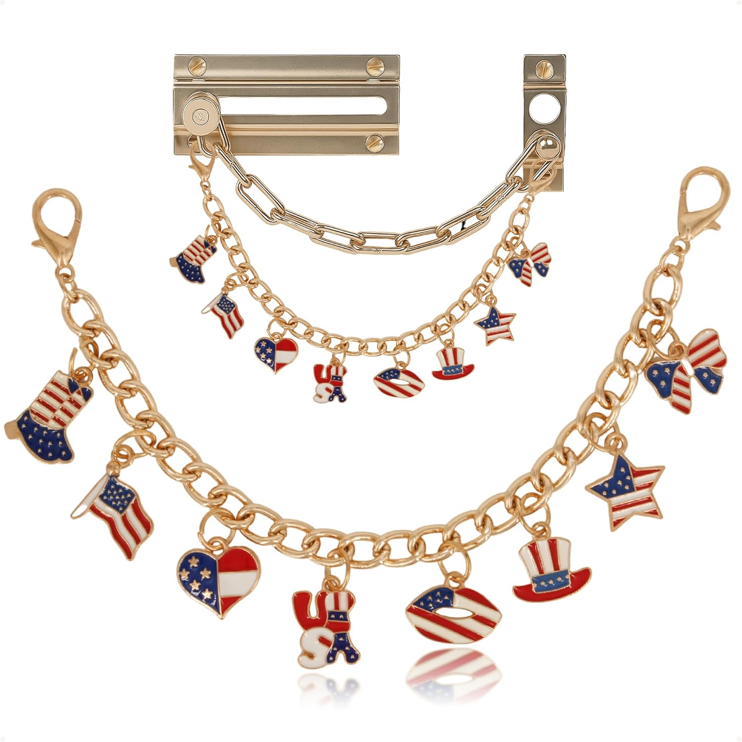 4th of July Door Chain Lock Charms - Gold Plated Decor