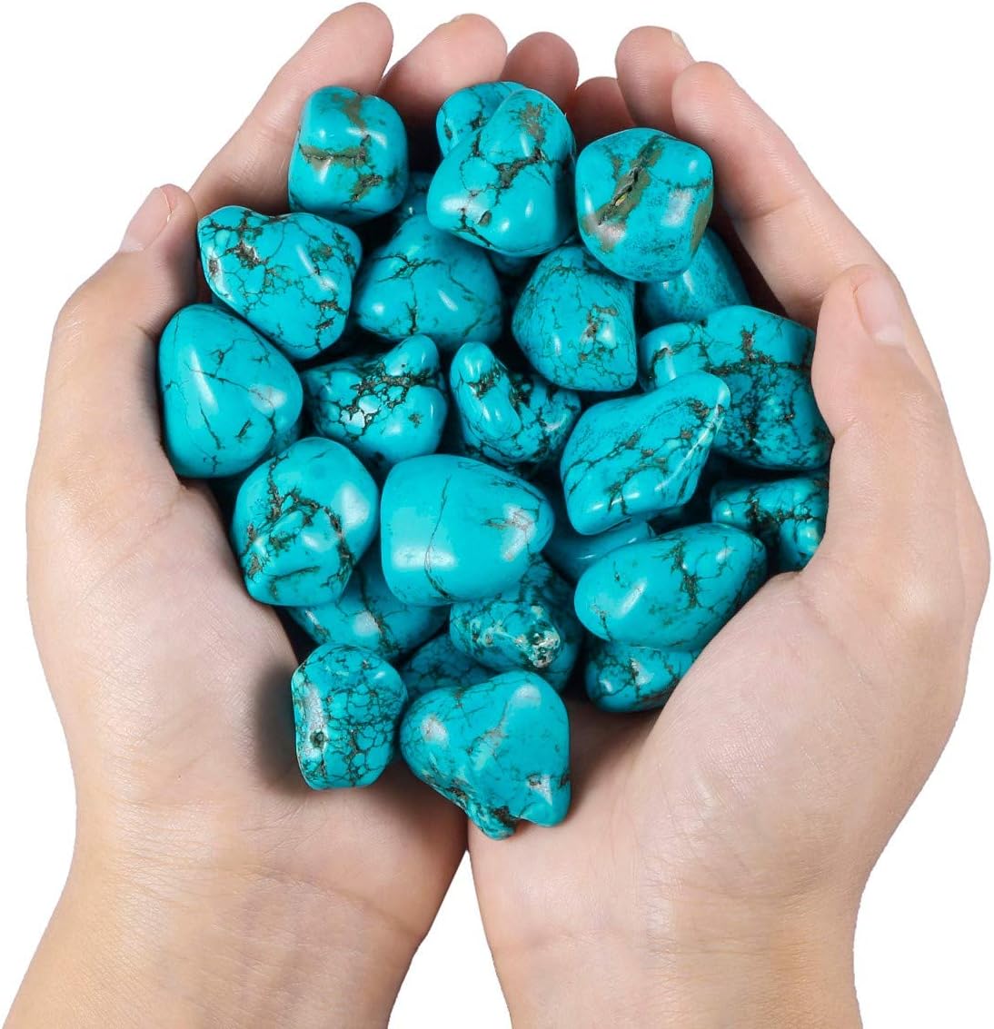 SUNYIK Pack of 2 Green Howlite Fluorite Tumbled Stones