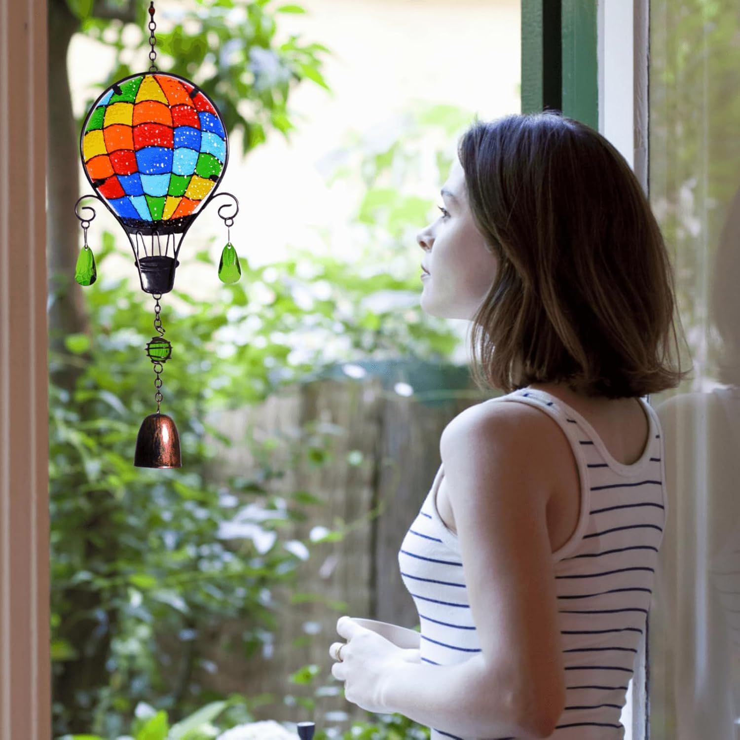 Hand-Painted Christmas Bell Stained Glass Suncatcher