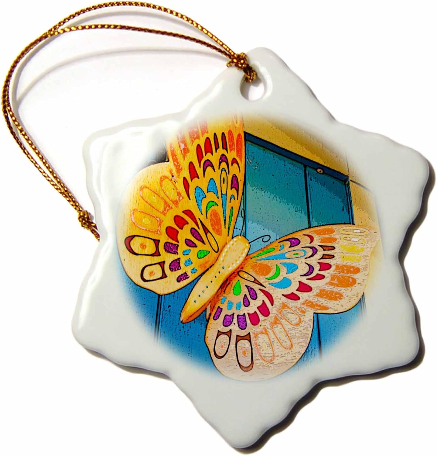 3dRose Vibrant Wooden Butterfly Door Ornament 3-Inch
