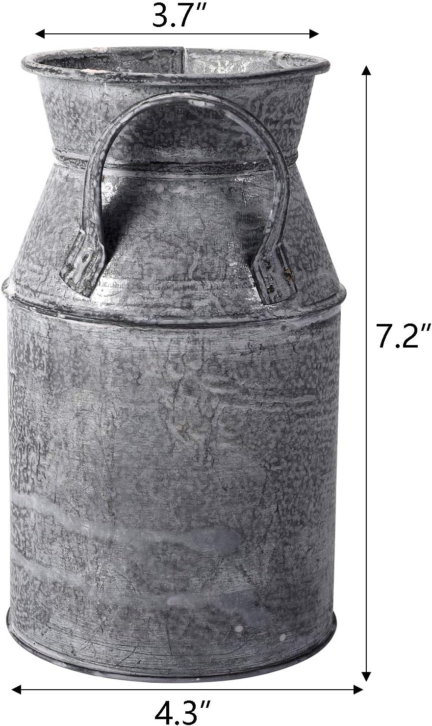 TOPZEA 2 Pack Galvanized Milk Can Vases