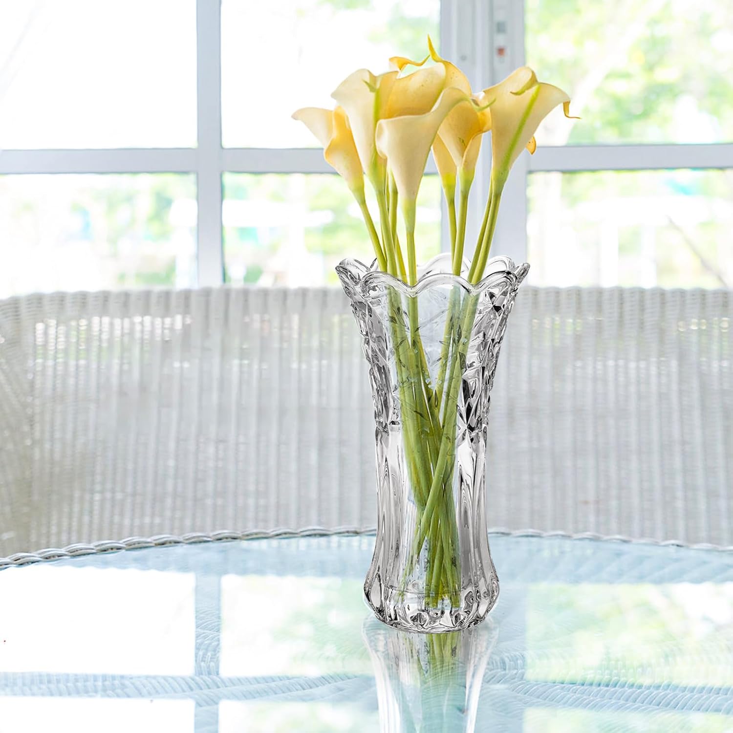 Dicunoy Set of 2 Crystal Flower Vases for Centerpieces