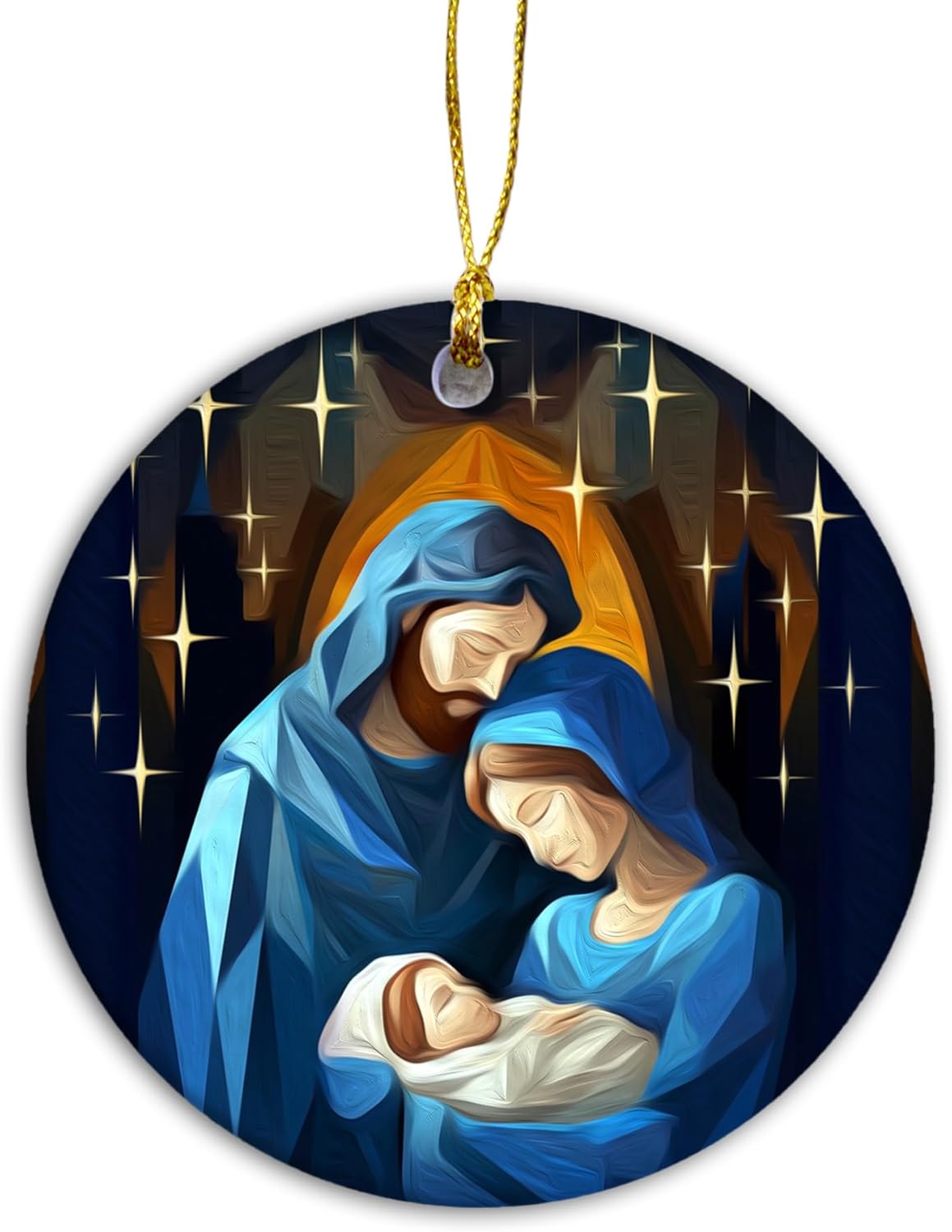 O Holly Night 2024 Two-Side Printed Ceramic Nativity Ornament