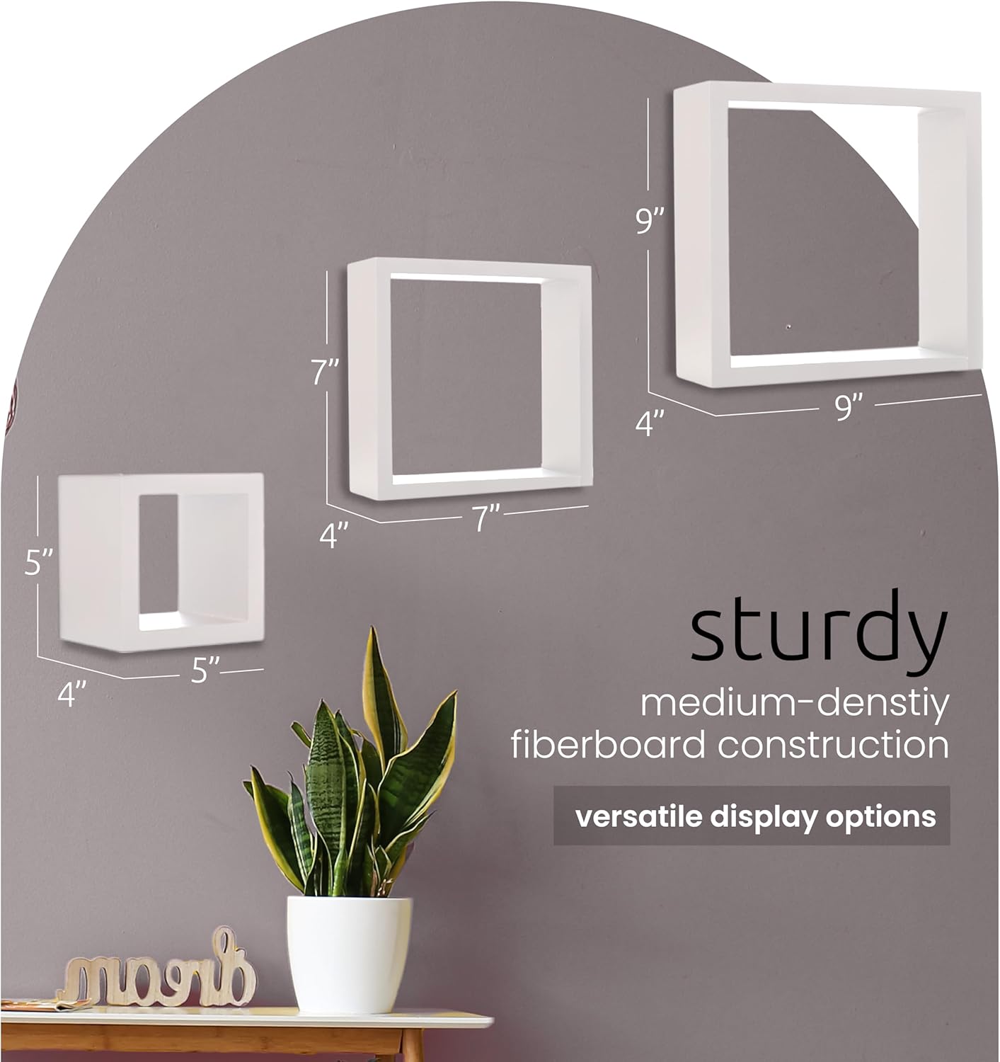 Kiera Grace Cubbi Floating Shelves Set of 3 White 5 7 9 Inch