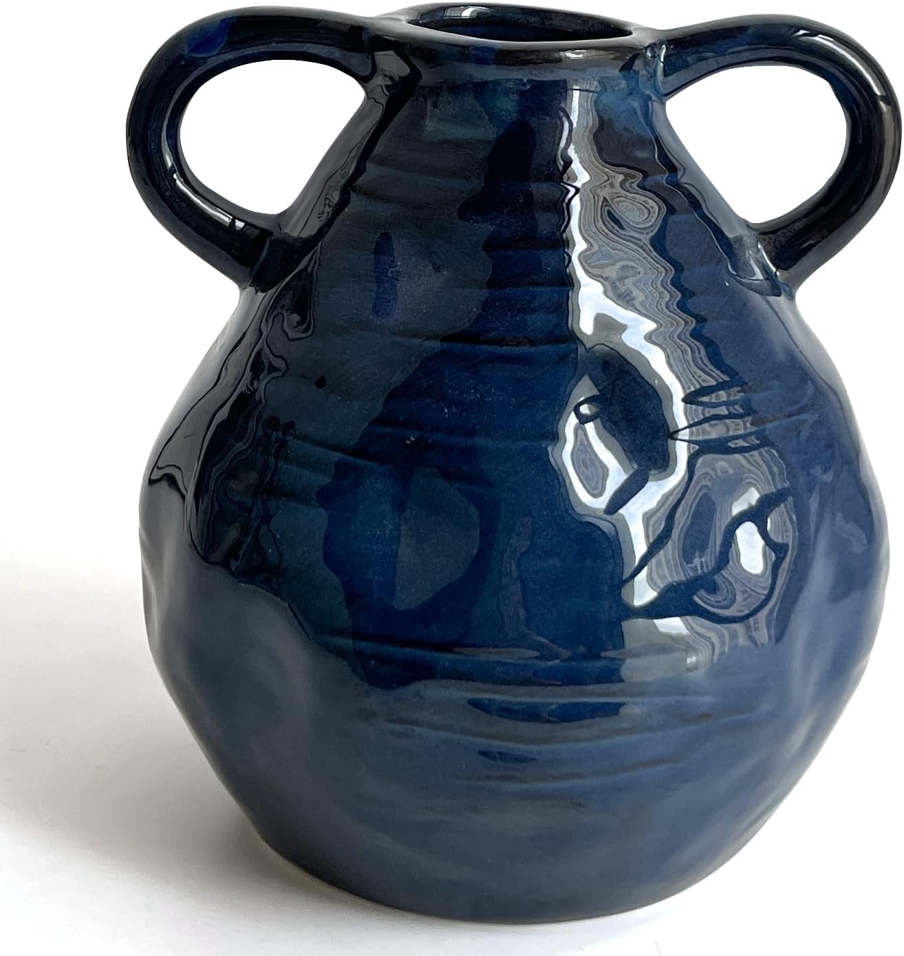 LIFFY Blue Ceramic Vase with Double Handle